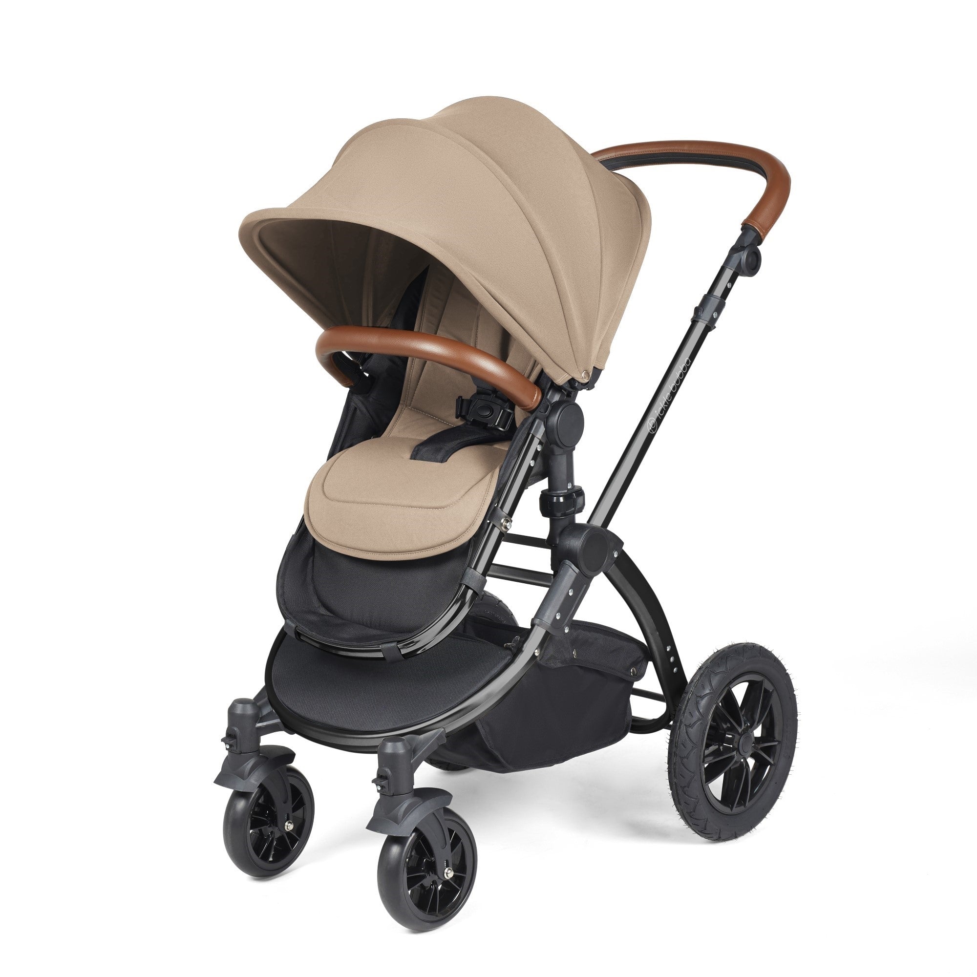 Ickle Bubba Stomp Luxe All-in-One Travel System With Isofix Base - Black / Desert / Tan   