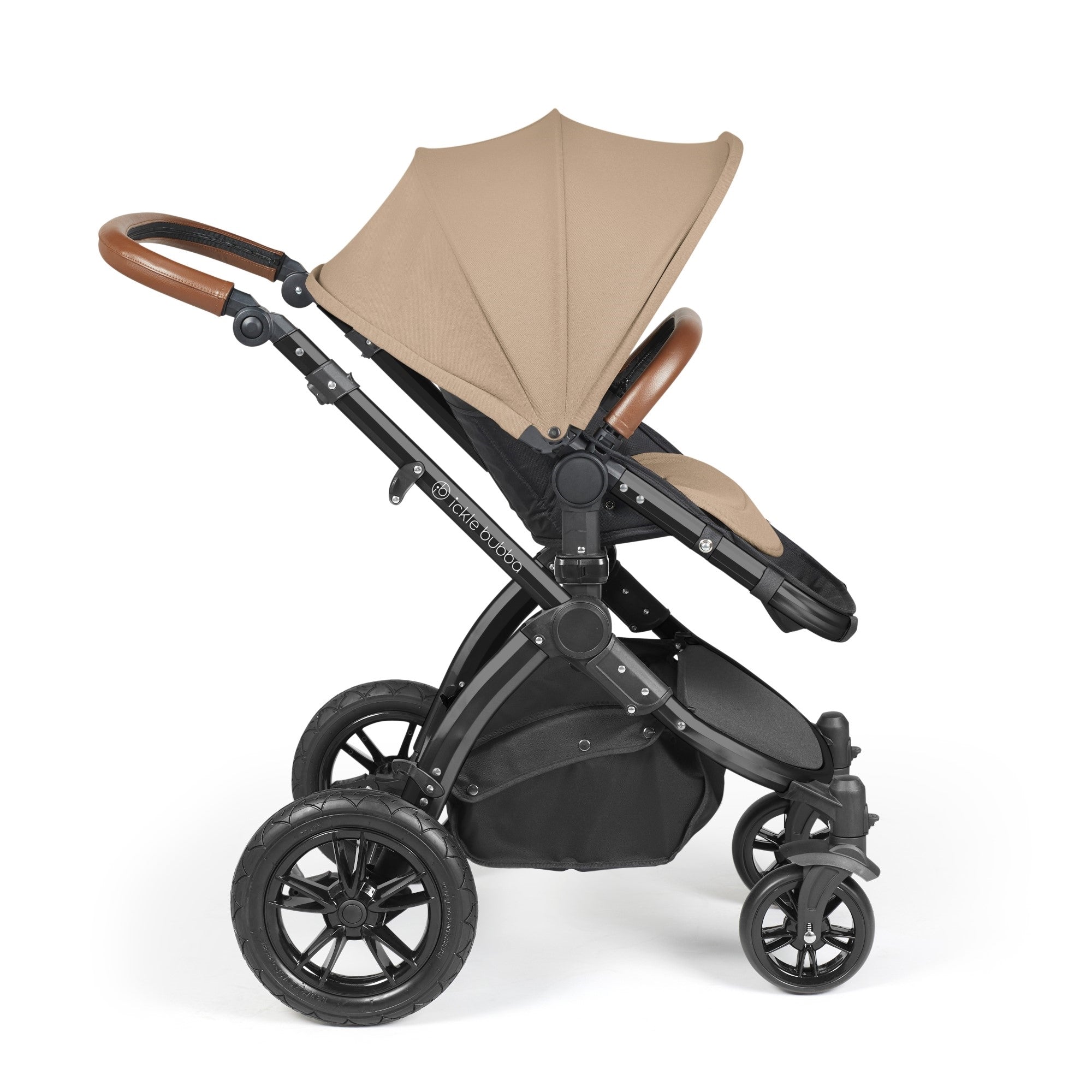 Ickle Bubba Stomp Luxe All-in-One Travel System With Isofix Base - Black / Desert / Tan   