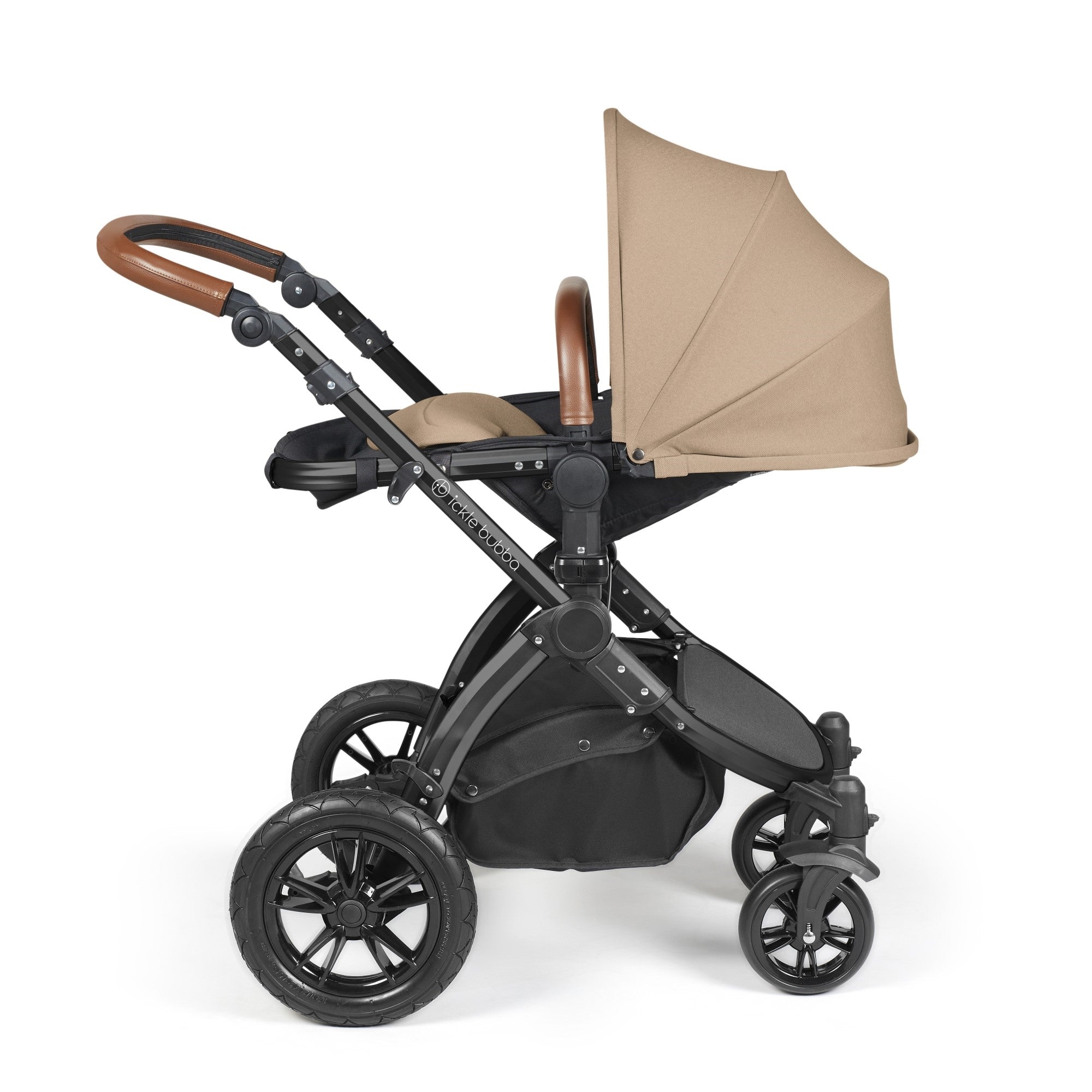 Ickle Bubba Stomp Luxe All-in-One Travel System With Isofix Base - Black / Desert / Tan   