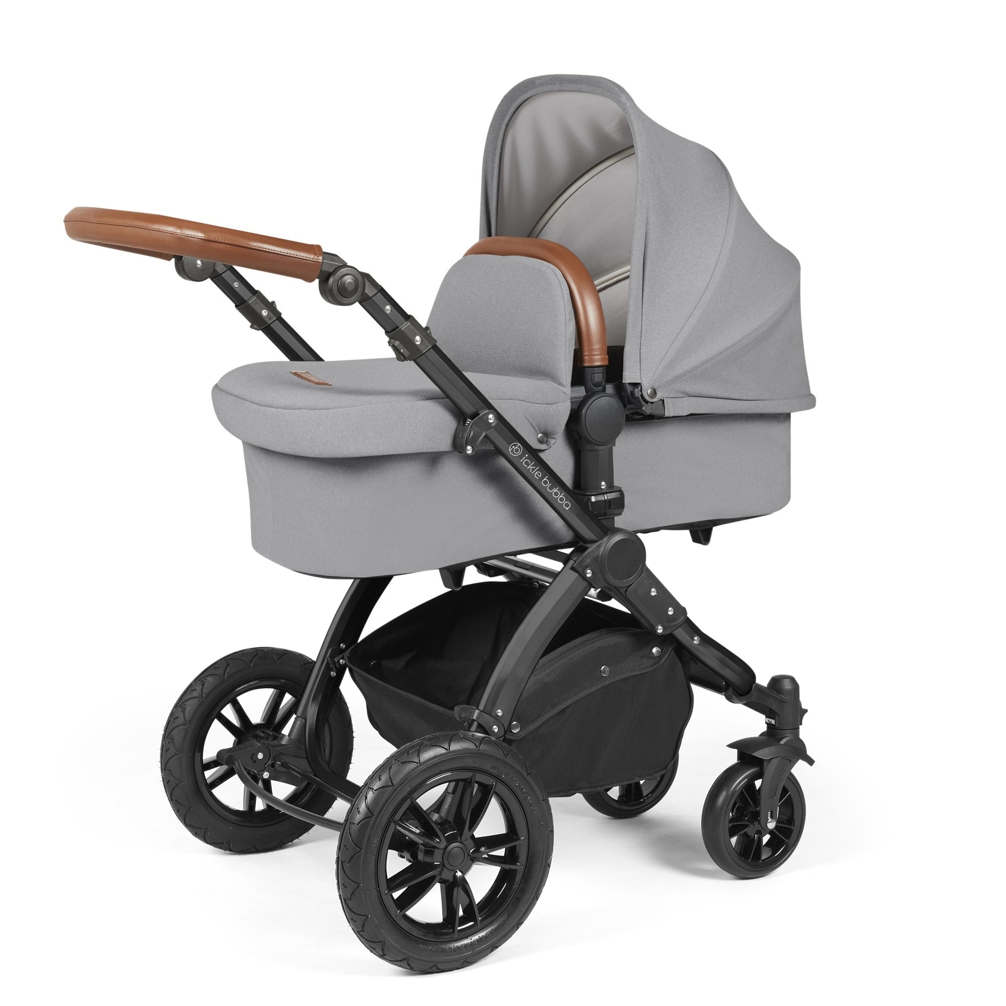 Ickle Bubba Stomp Luxe All-in-One Travel System With Isofix Base - Black / Pearl Grey / Tan   