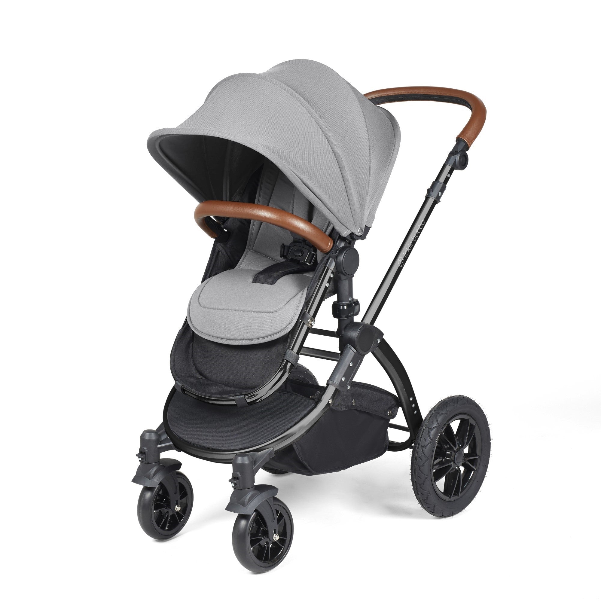 Ickle Bubba Stomp Luxe All-in-One Travel System With Isofix Base - Black / Pearl Grey / Tan   