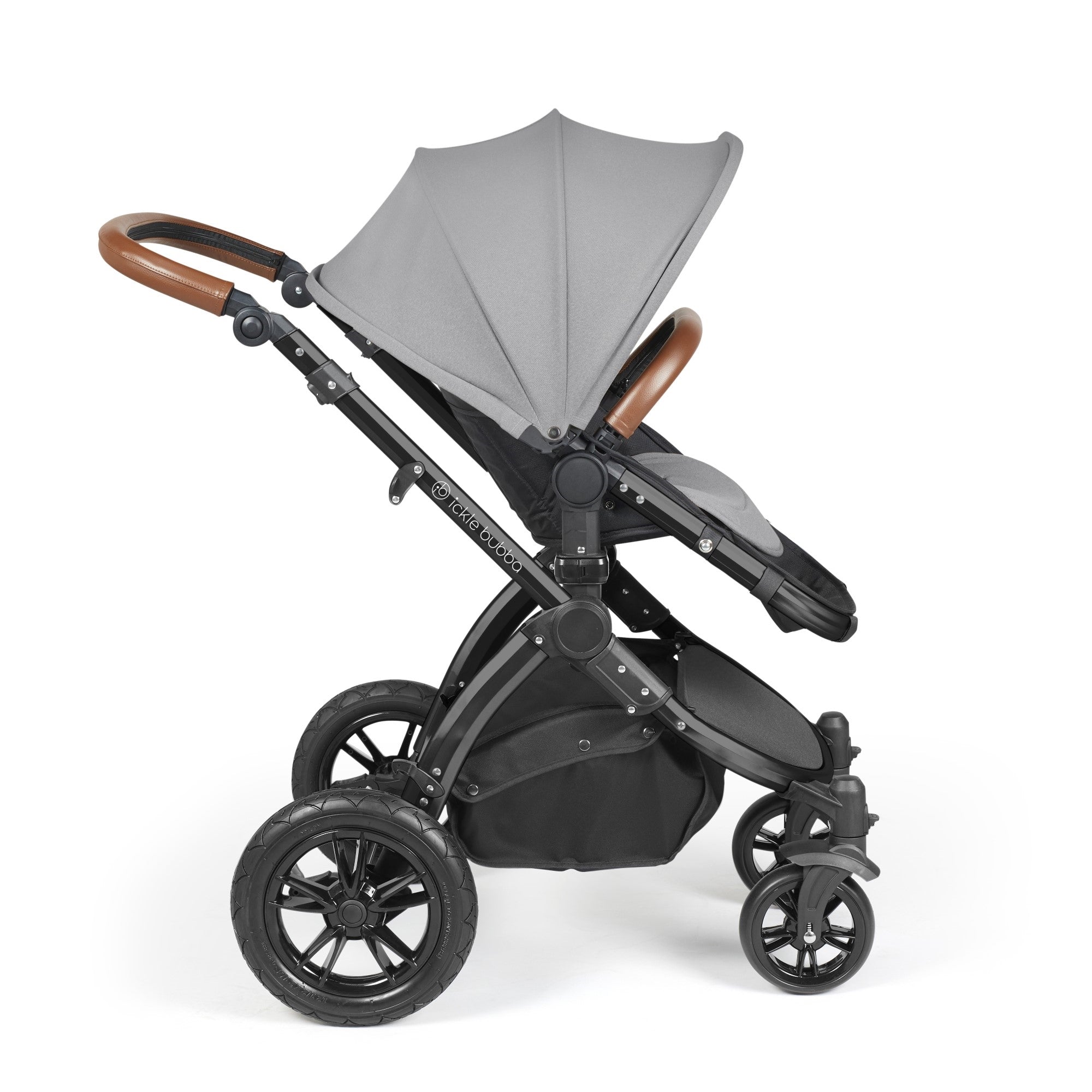 Ickle Bubba Stomp Luxe All-in-One Travel System With Isofix Base - Black / Pearl Grey / Tan   