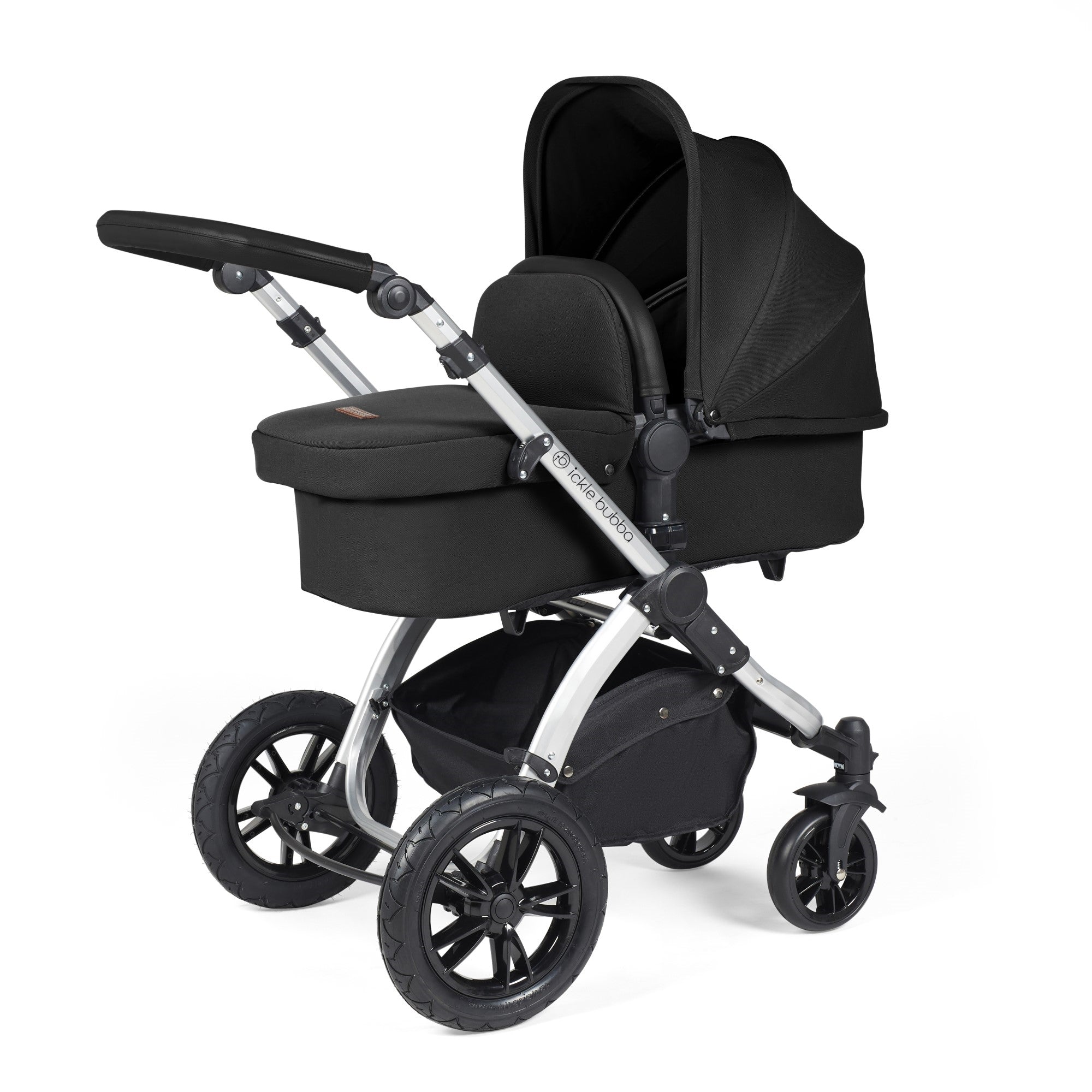 Ickle Bubba Stomp Luxe All-in-One Travel System With Isofix Base - Silver / Midnight / Black   