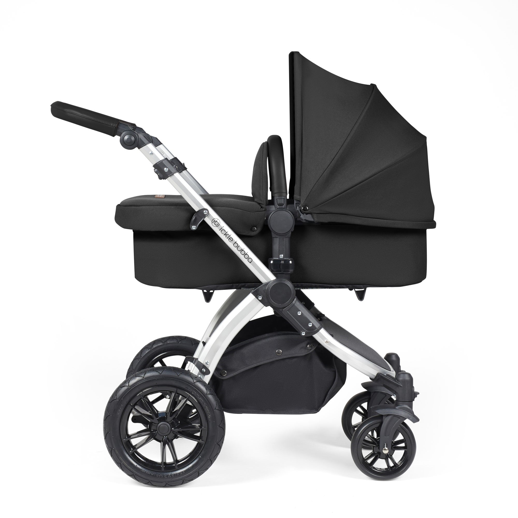 Ickle Bubba Stomp Luxe All-in-One Travel System With Isofix Base - Silver / Midnight / Black   