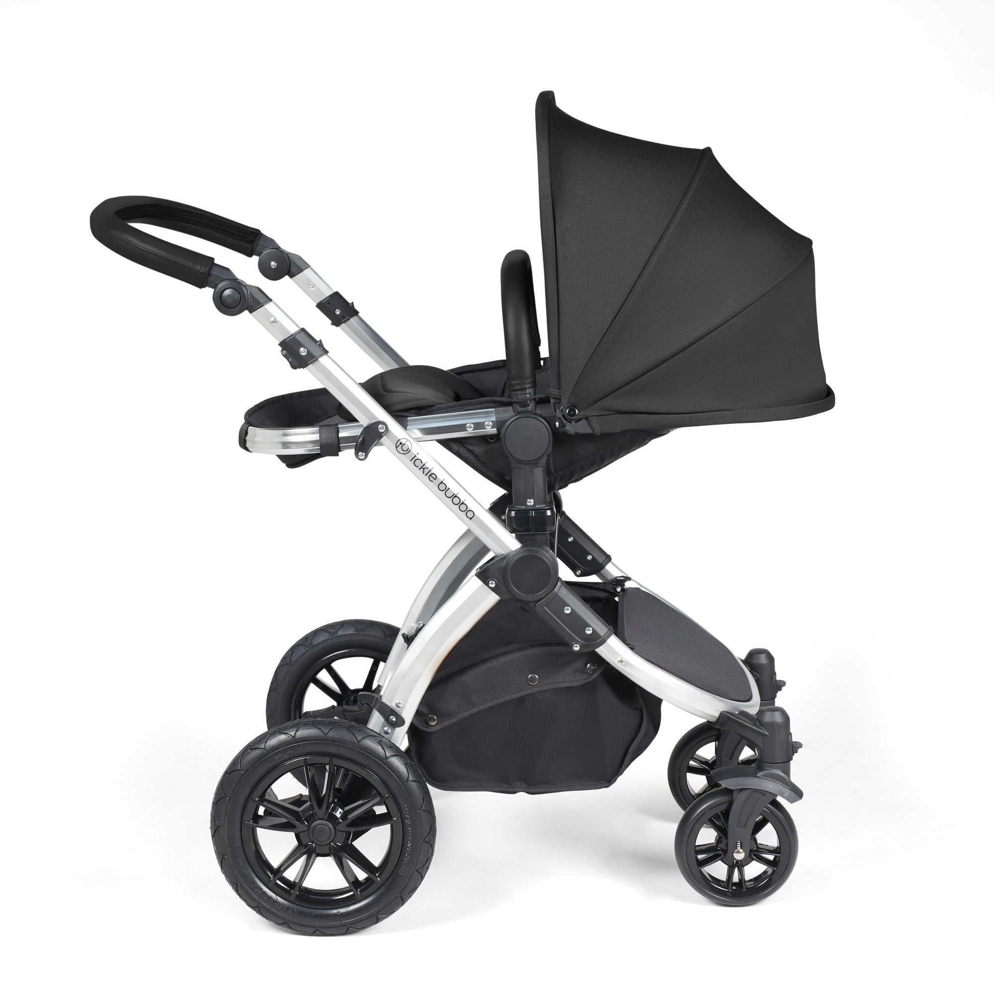 Ickle Bubba Stomp Luxe All-in-One Travel System With Isofix Base - Silver / Midnight / Black   