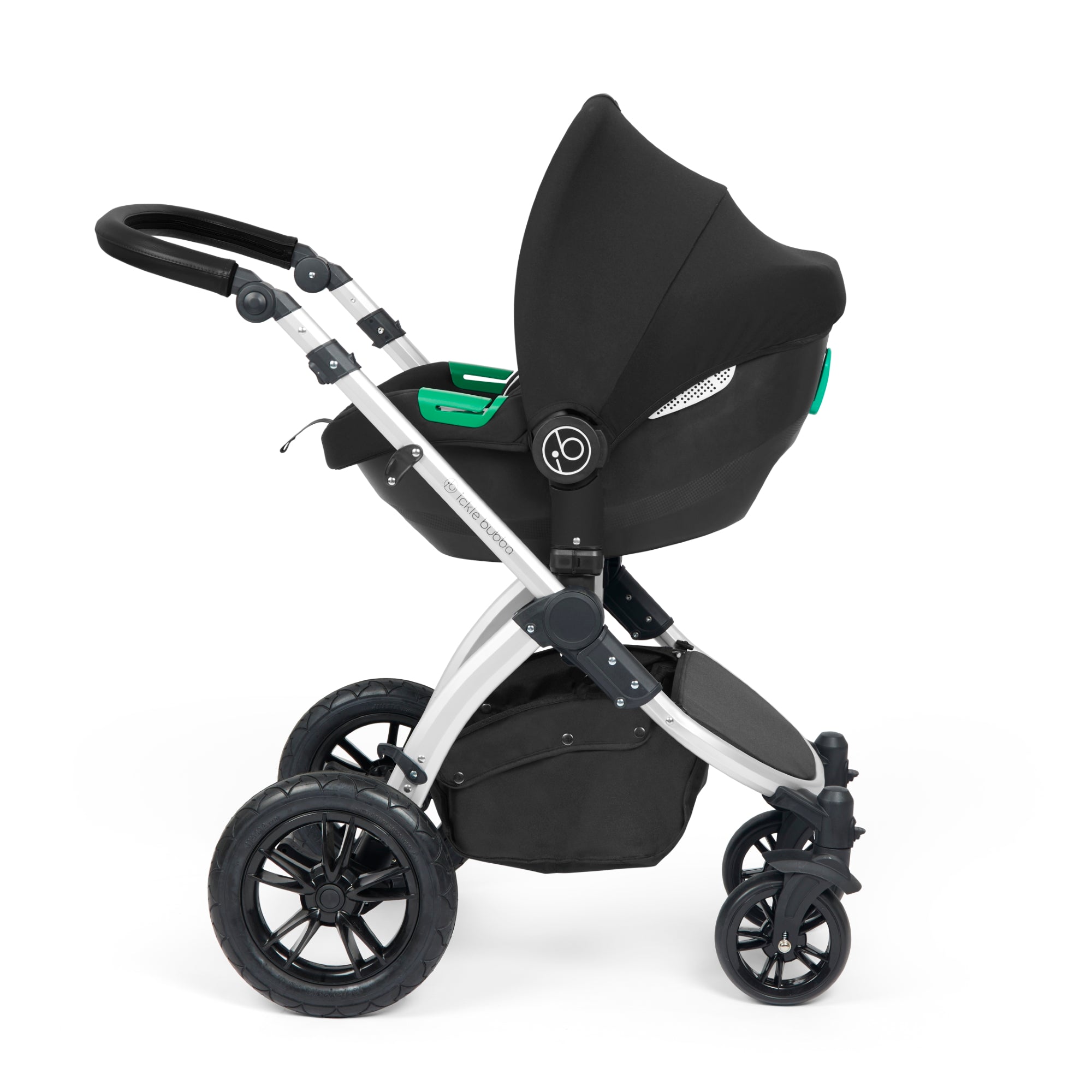 Ickle Bubba Stomp Luxe All-in-One Travel System With Isofix Base - Silver / Midnight / Black   