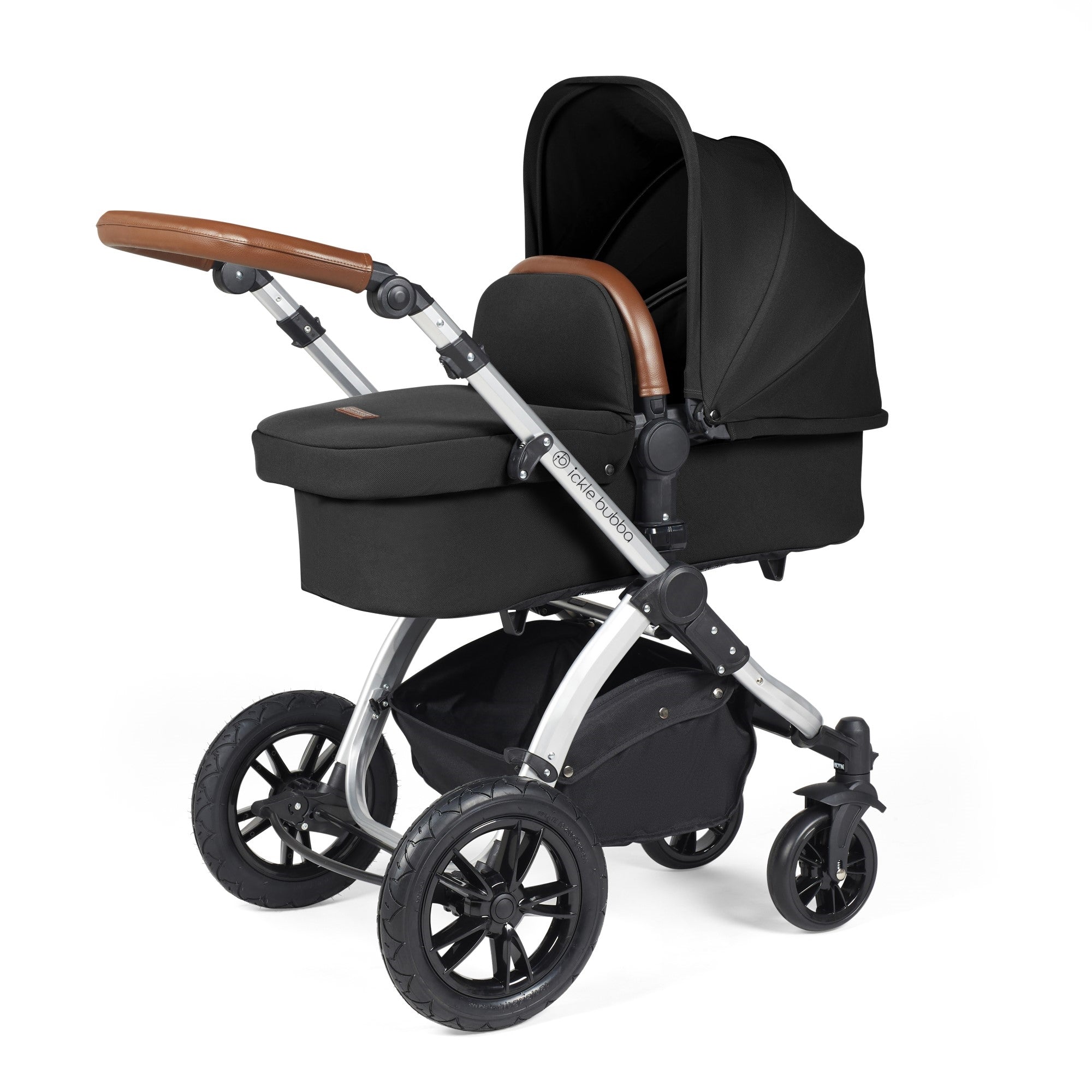 Ickle Bubba Stomp Luxe All-in-One Travel System With Isofix Base - Silver / Midnight / Tan   