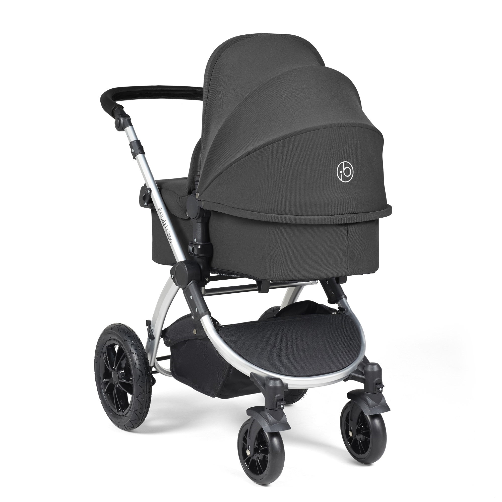 Ickle Bubba Stomp Luxe All-in-One Travel System With Isofix Base - Silver / Charcoal Grey / Black   