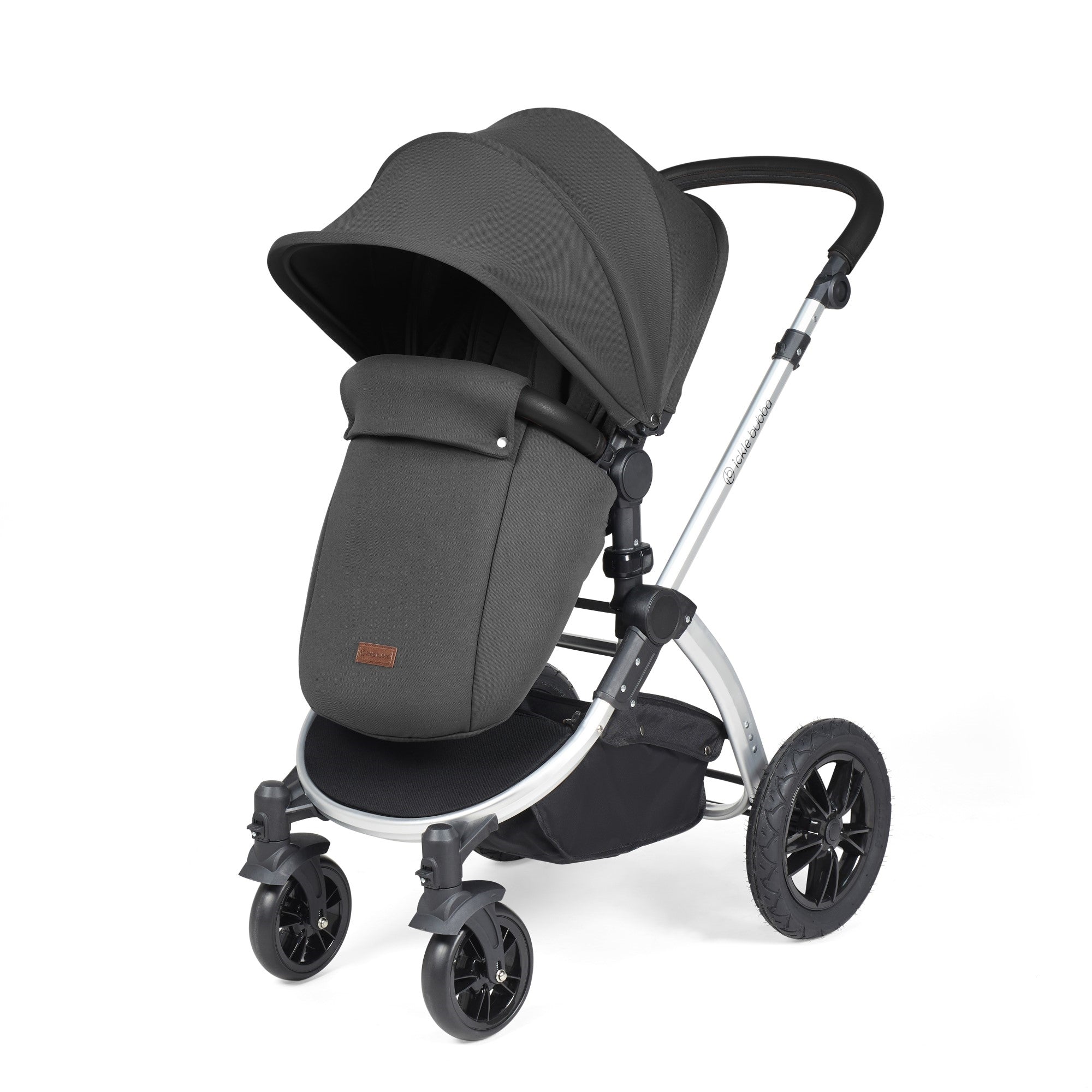 Ickle Bubba Stomp Luxe All-in-One Travel System With Isofix Base - Silver / Charcoal Grey / Black   