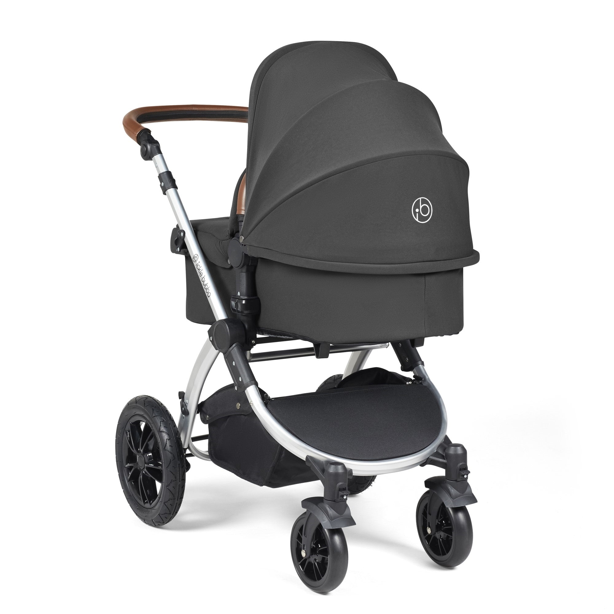 Ickle Bubba Stomp Luxe All-in-One Travel System With Isofix Base - Silver / Charcoal Grey / Tan   