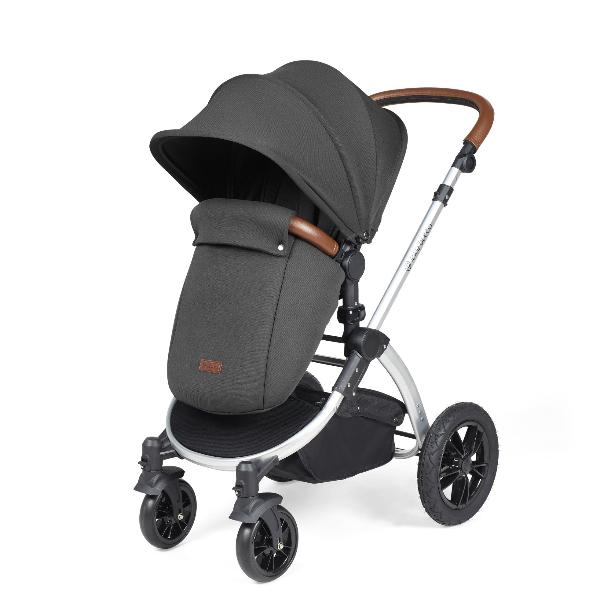 Ickle Bubba Stomp Luxe All-in-One Travel System With Isofix Base - Silver / Charcoal Grey / Tan   