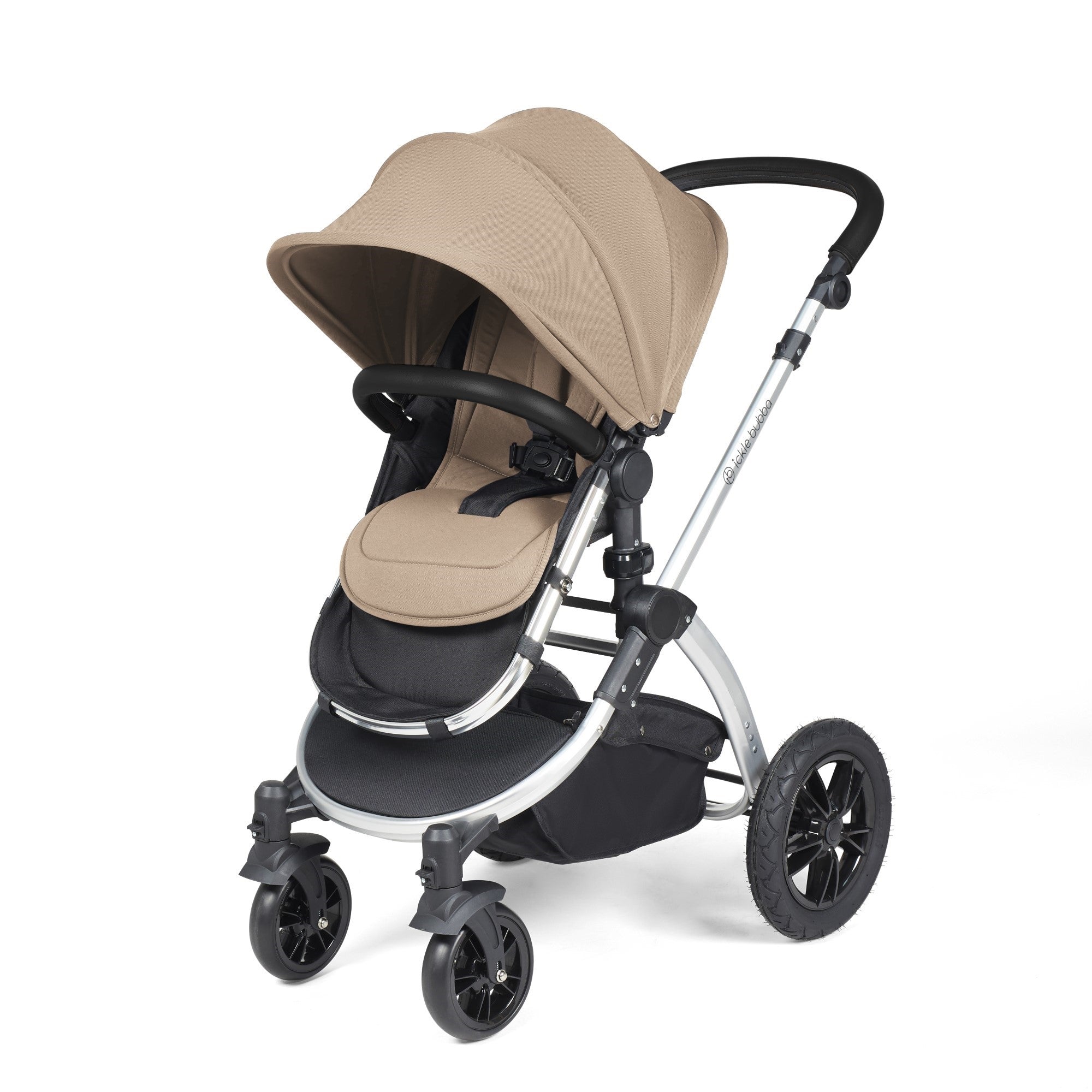 Ickle Bubba Stomp Luxe All-in-One Travel System With Isofix Base - Silver / Desert / Black   