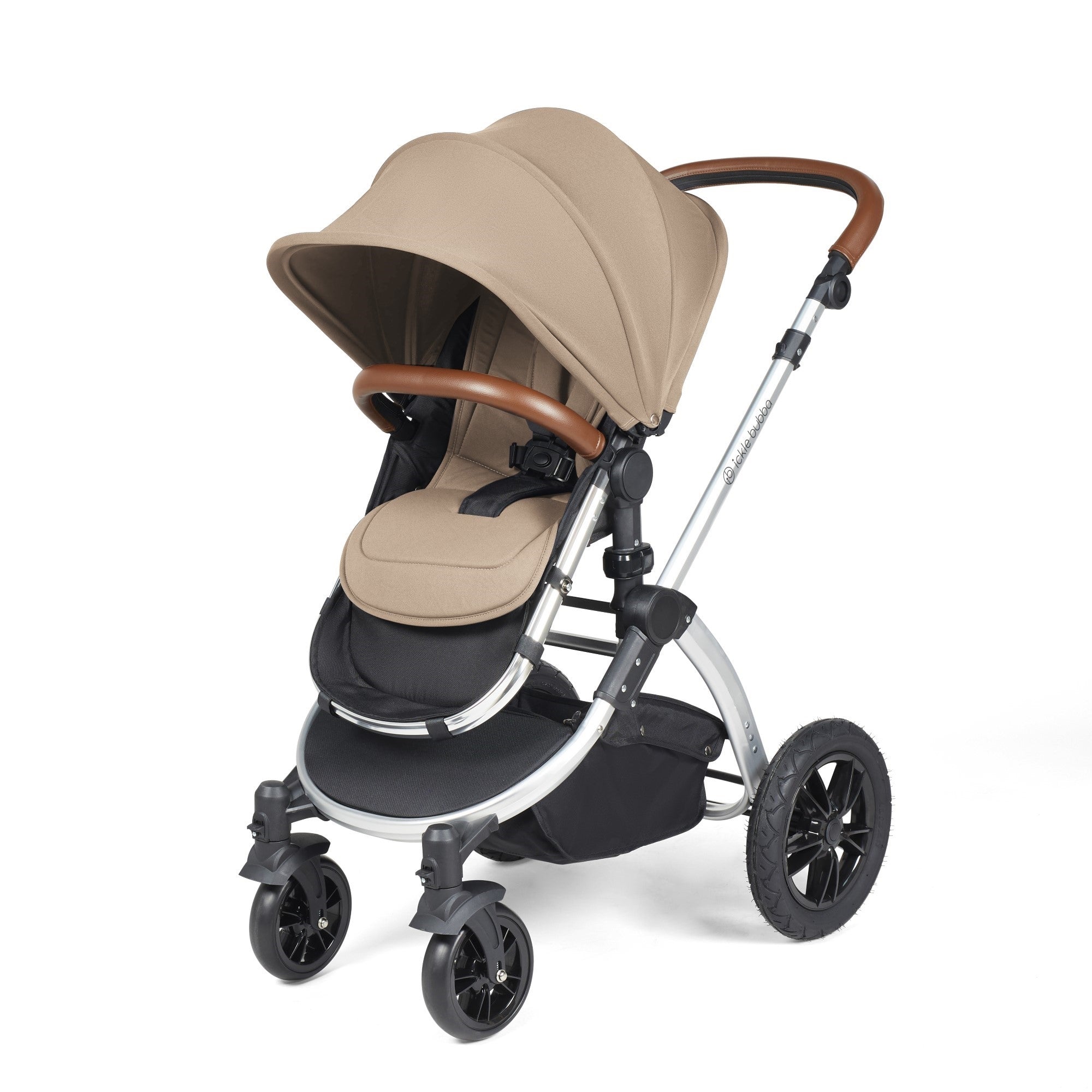 Ickle Bubba Stomp Luxe All-in-One Travel System With Isofix Base - Silver / Desert / Tan   