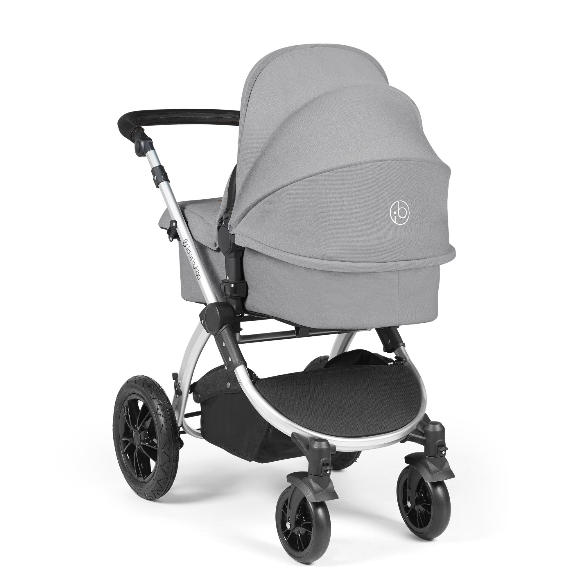 Ickle Bubba Stomp Luxe All-in-One Travel System With Isofix Base - Silver / Pearl Grey / Black   