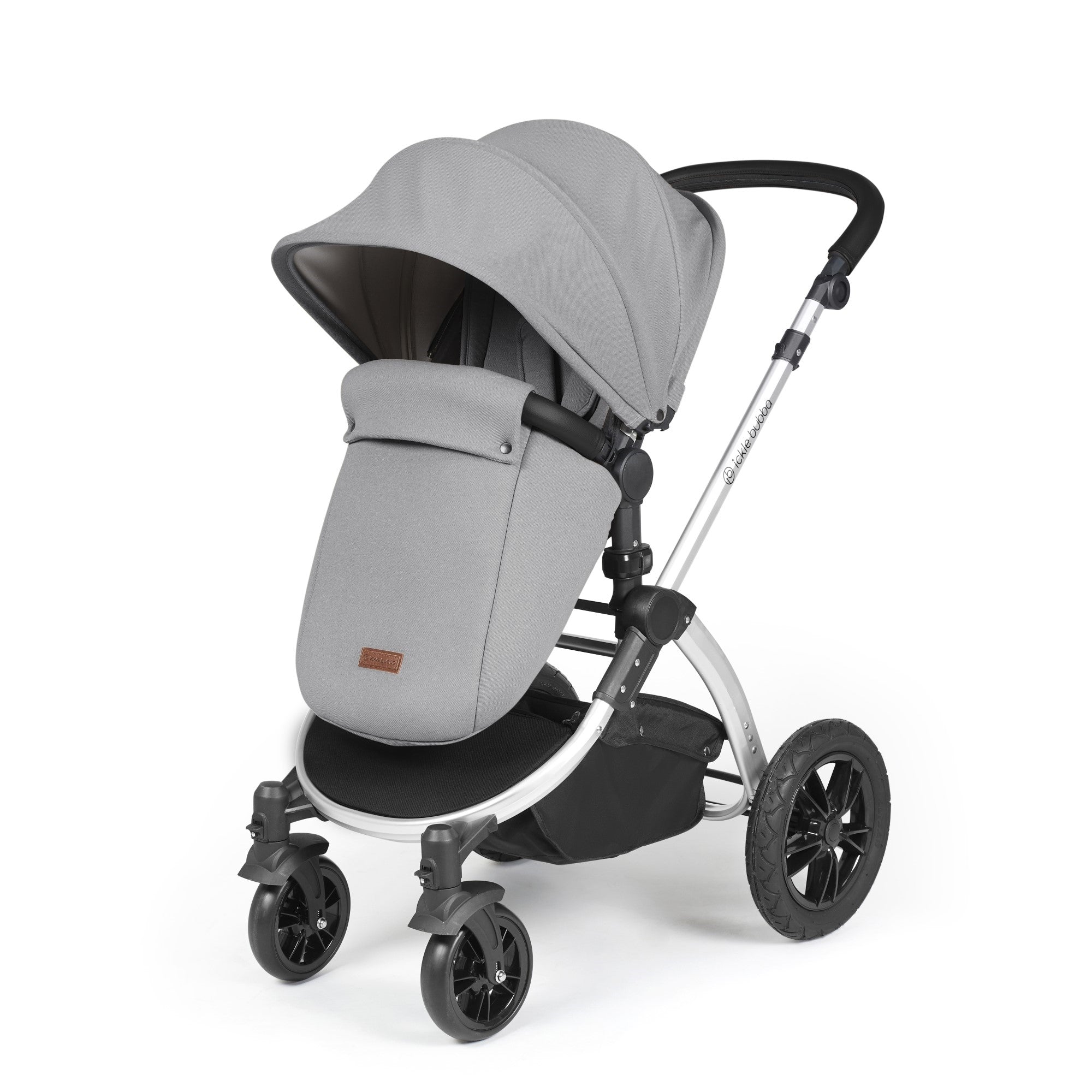 Ickle Bubba Stomp Luxe All-in-One Travel System With Isofix Base - Silver / Pearl Grey / Black   