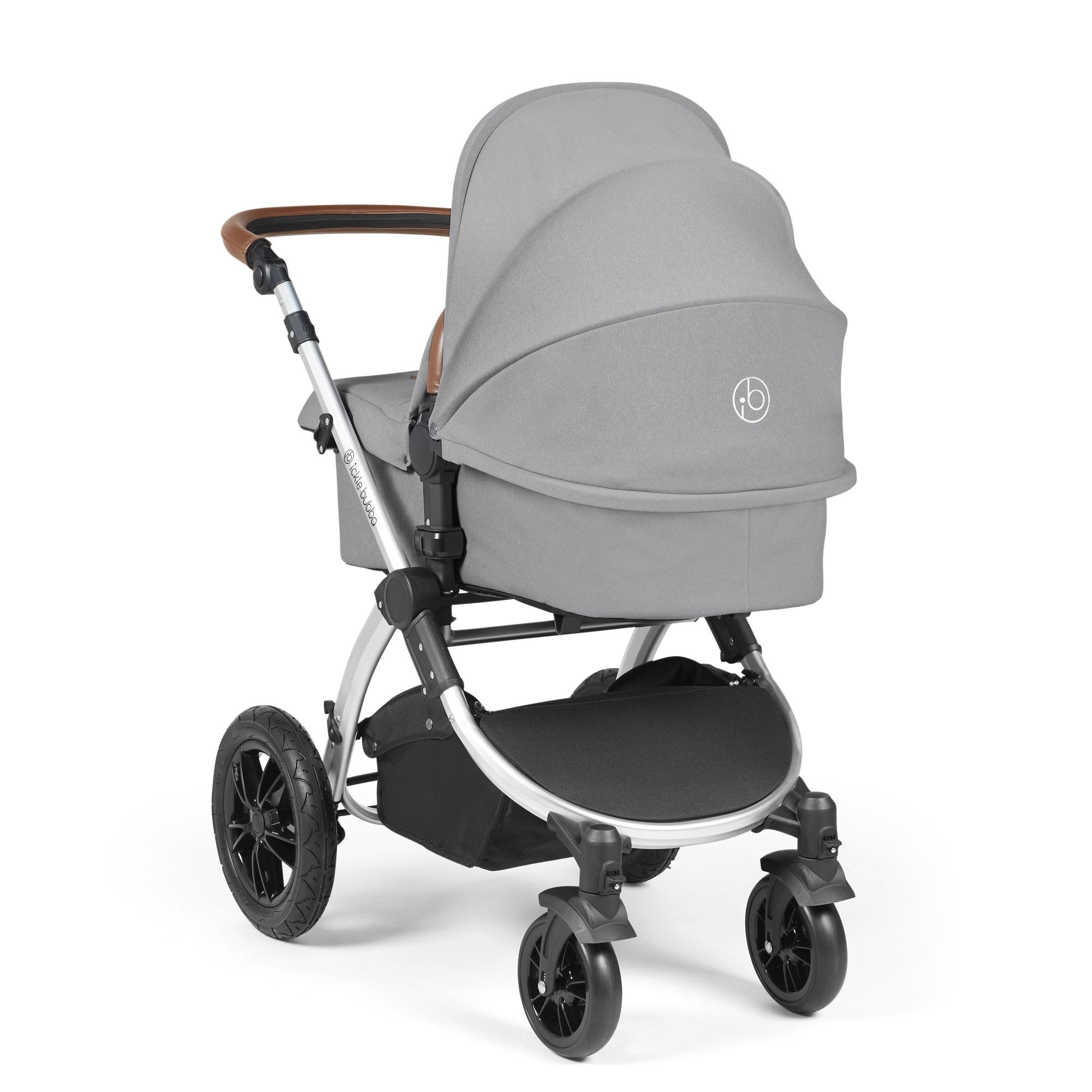 Ickle Bubba Stomp Luxe All-in-One Travel System With Isofix Base - Silver / Pearl Grey / Tan   