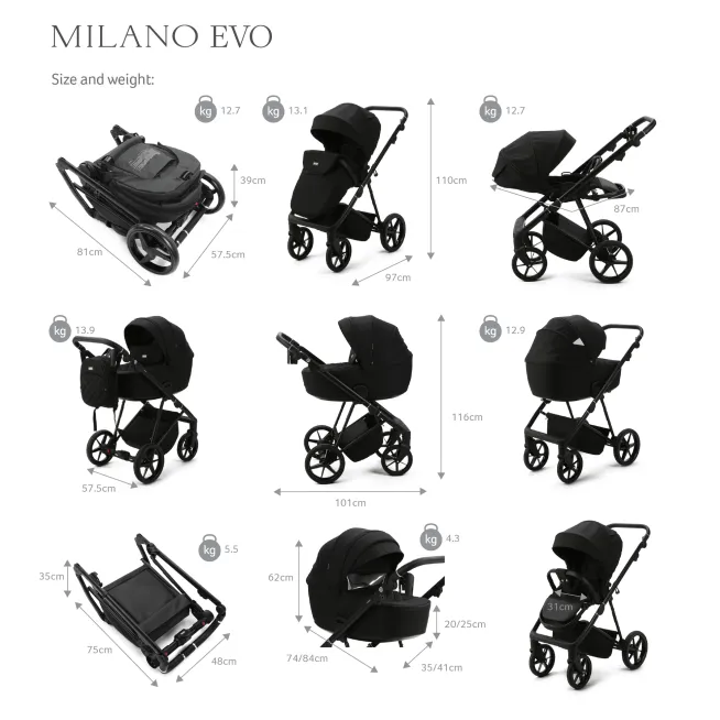 Mee-Go 3 in 1 Plus Milano Evo 3 in 1 Plus - Abstract Black - For Your Little One