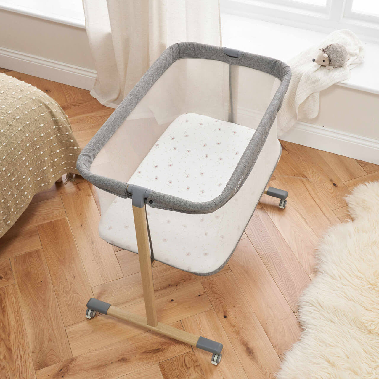 Tutti Bambini Zizee® Breathable Rocking Crib Bundle - Oak and Charcoal -  | For Your Little One