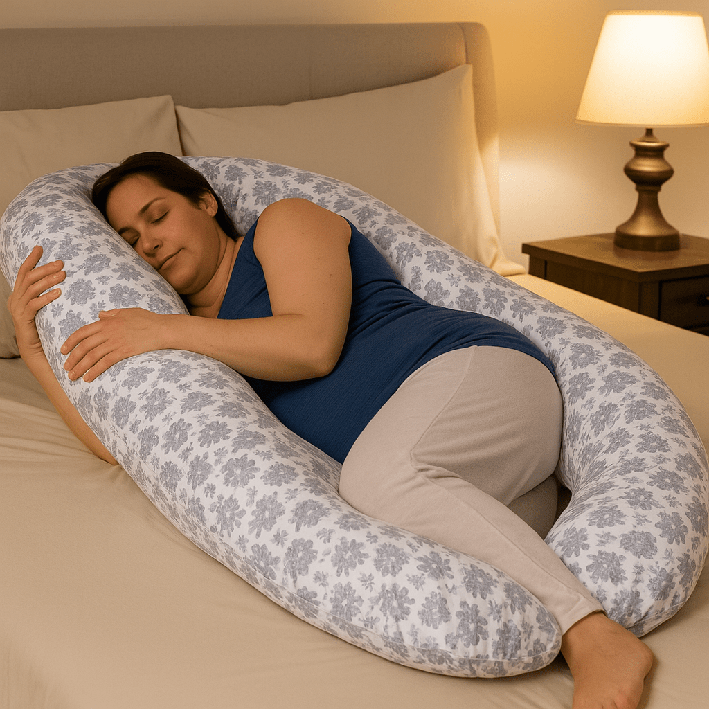 12 Ft Maternity Pillow And Case - Grey Floral - For Your Little One