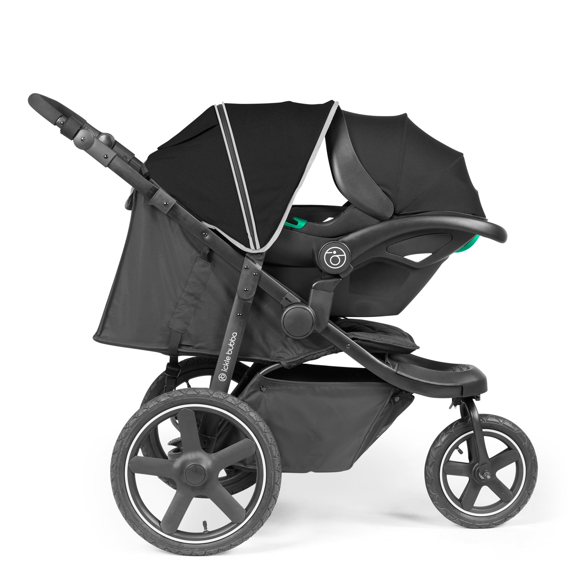 Ickle Bubba Venus Venus Max Jogger 3 Wheel Stroller I-Size Travel System with Isofix Base - Black   