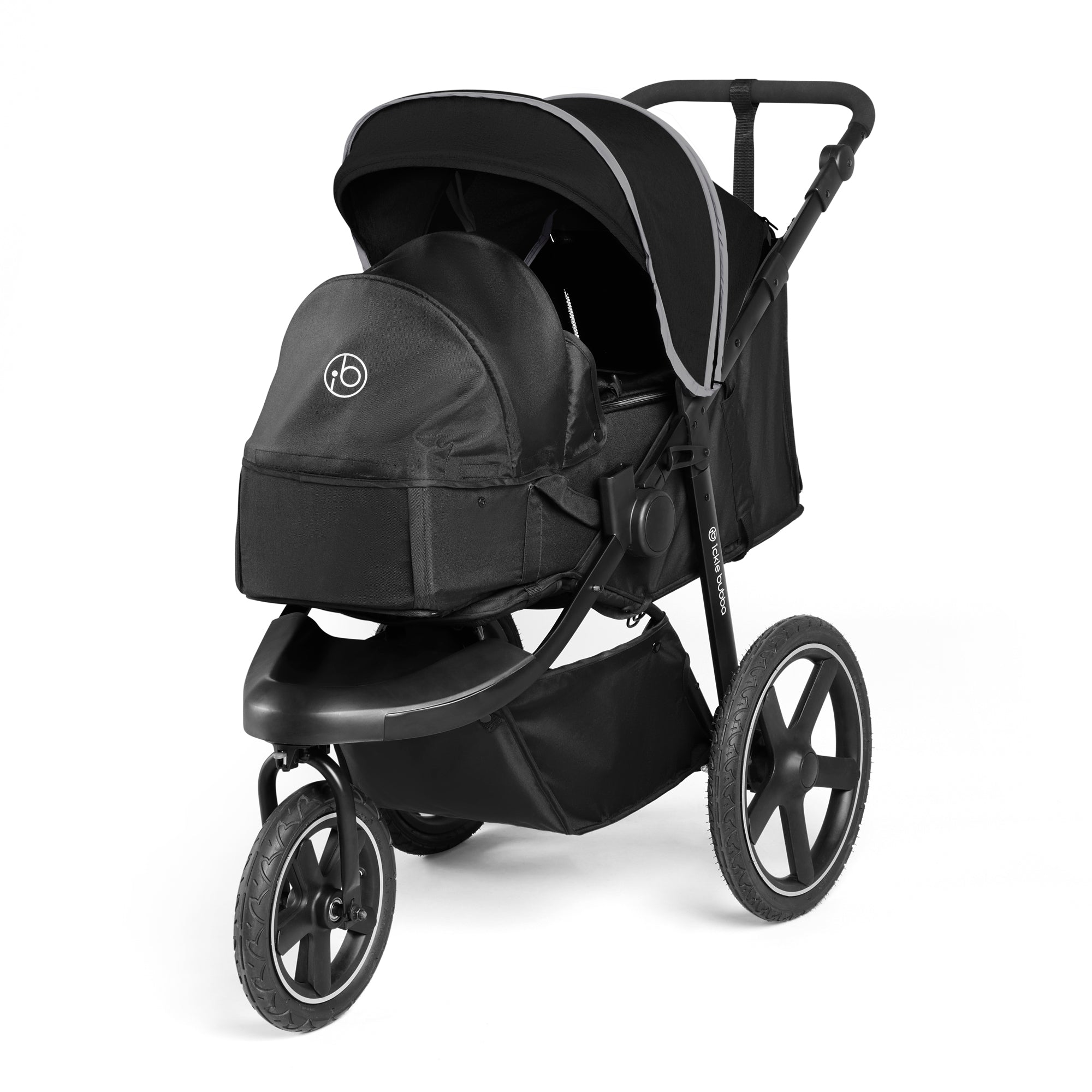 Ickle Bubba Venus Prime Jogger 3 Wheel Stroller I-Size Travel System with Isofix Base - Black   