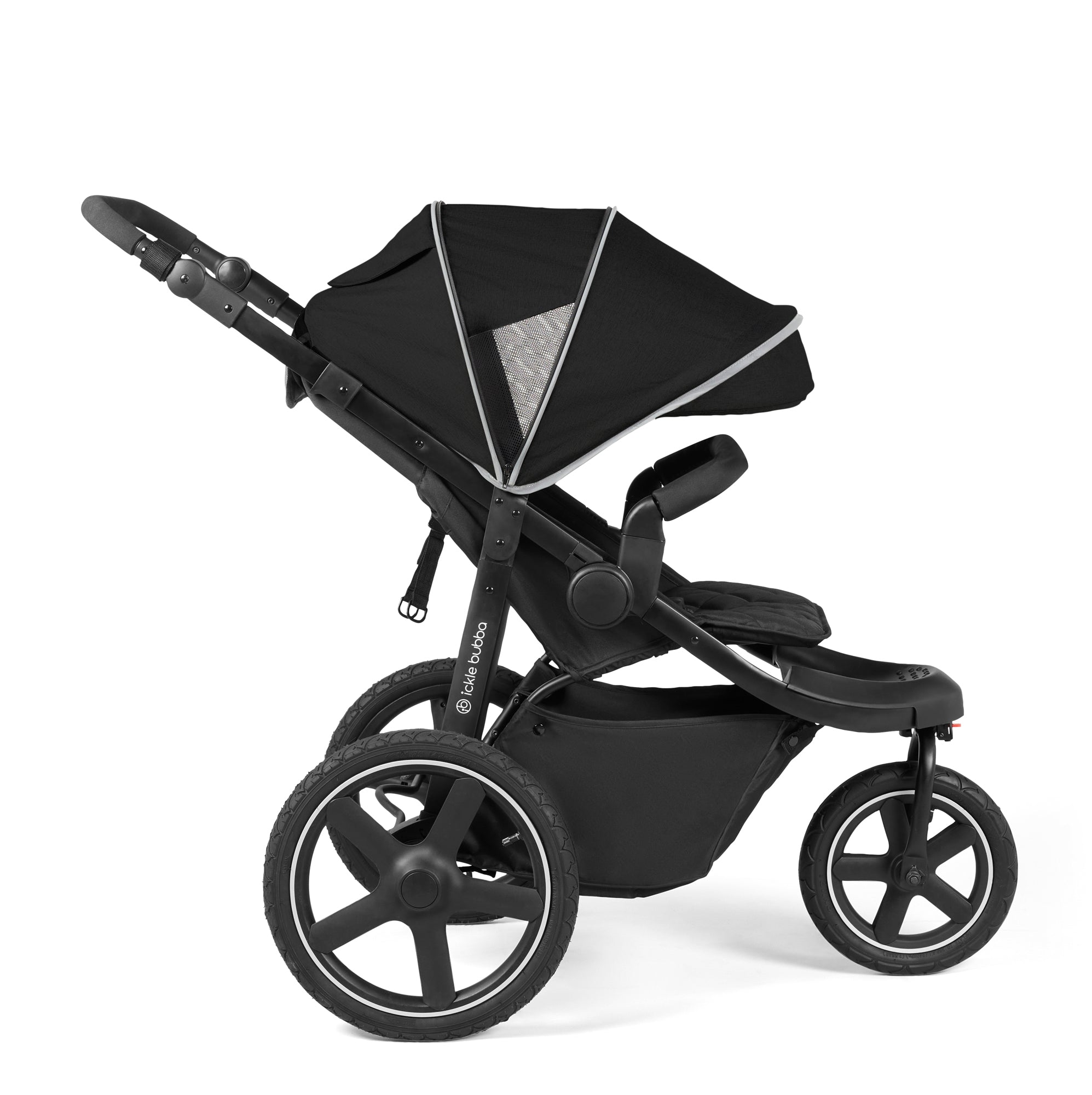 Ickle Bubba Venus Prime Jogger 3 Wheel Stroller I-Size Travel System with Isofix Base - Black   