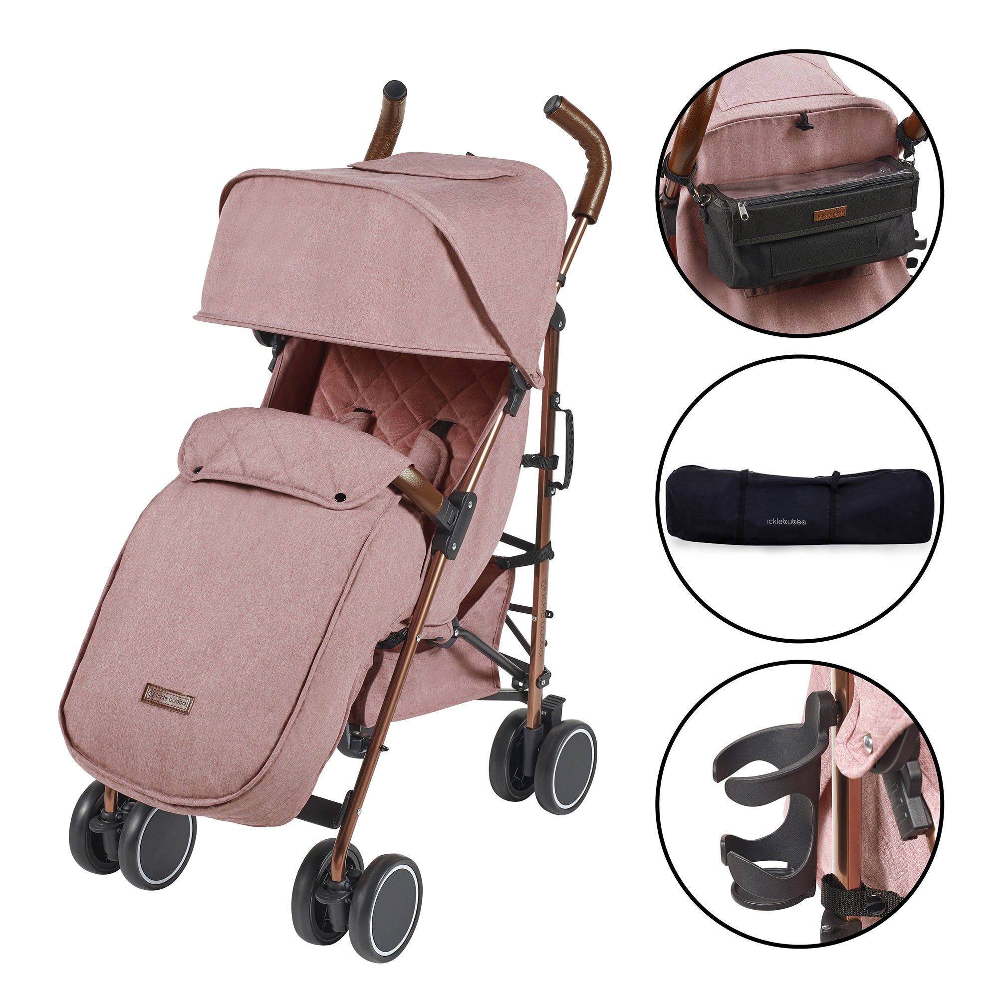 ickle bubba Discovery Prime Stroller - Rose Gold / Dusky Pink   