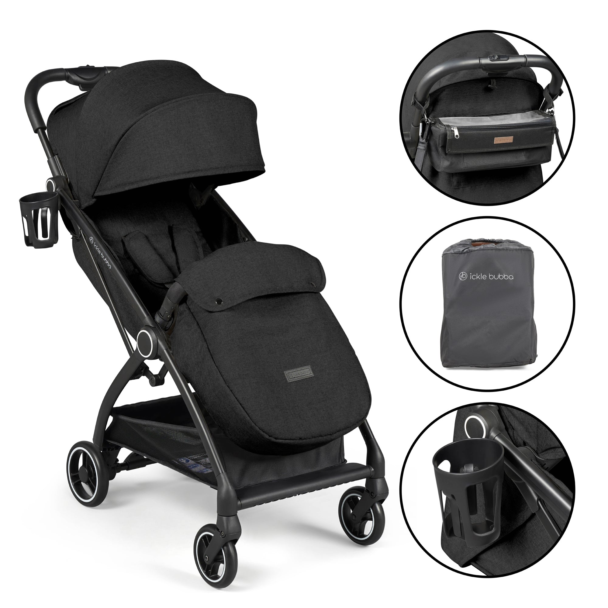 Ickle Bubba Aries Prime Autofold Stroller - Black   