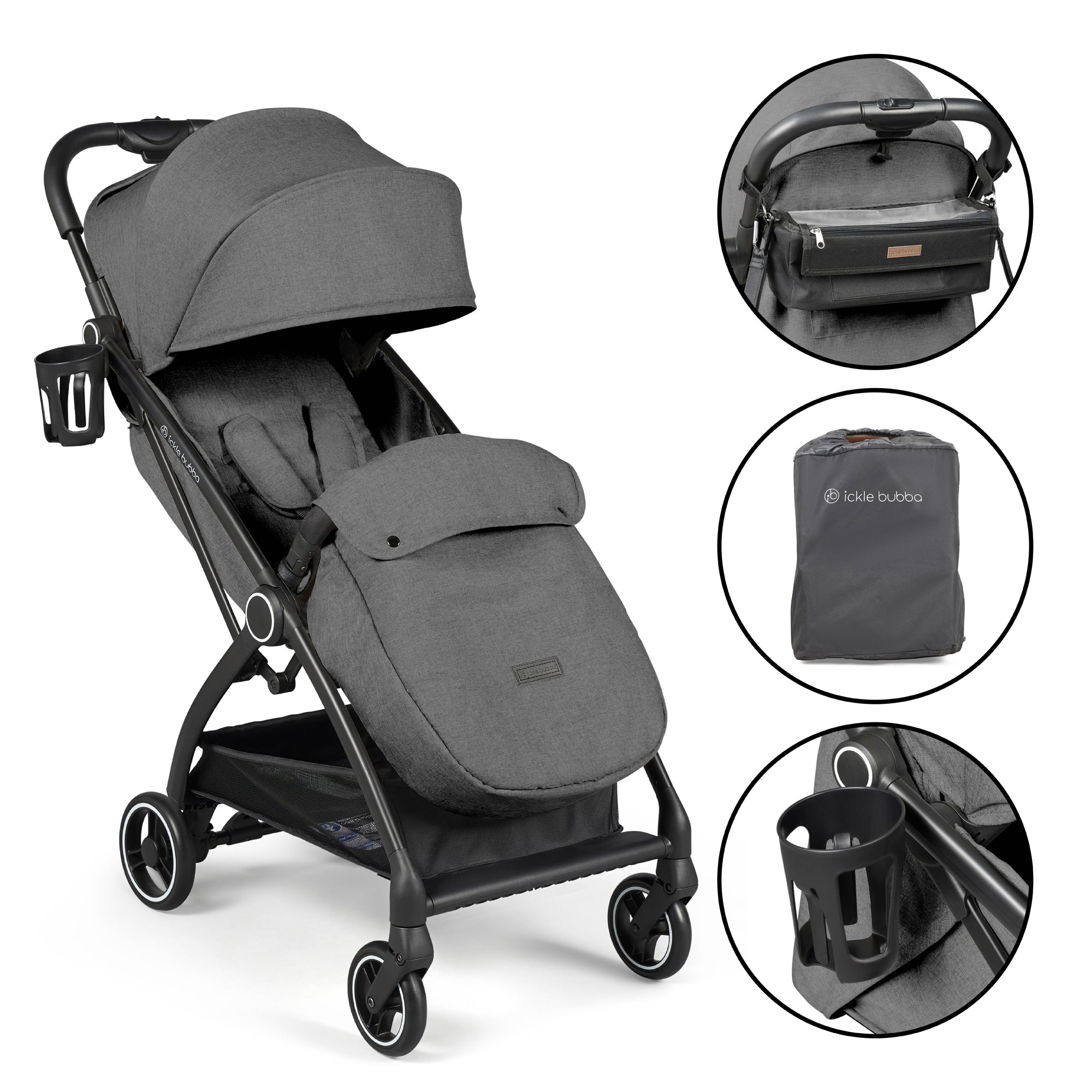 Ickle Bubba Aries Prime Autofold Stroller - Graphite Grey   