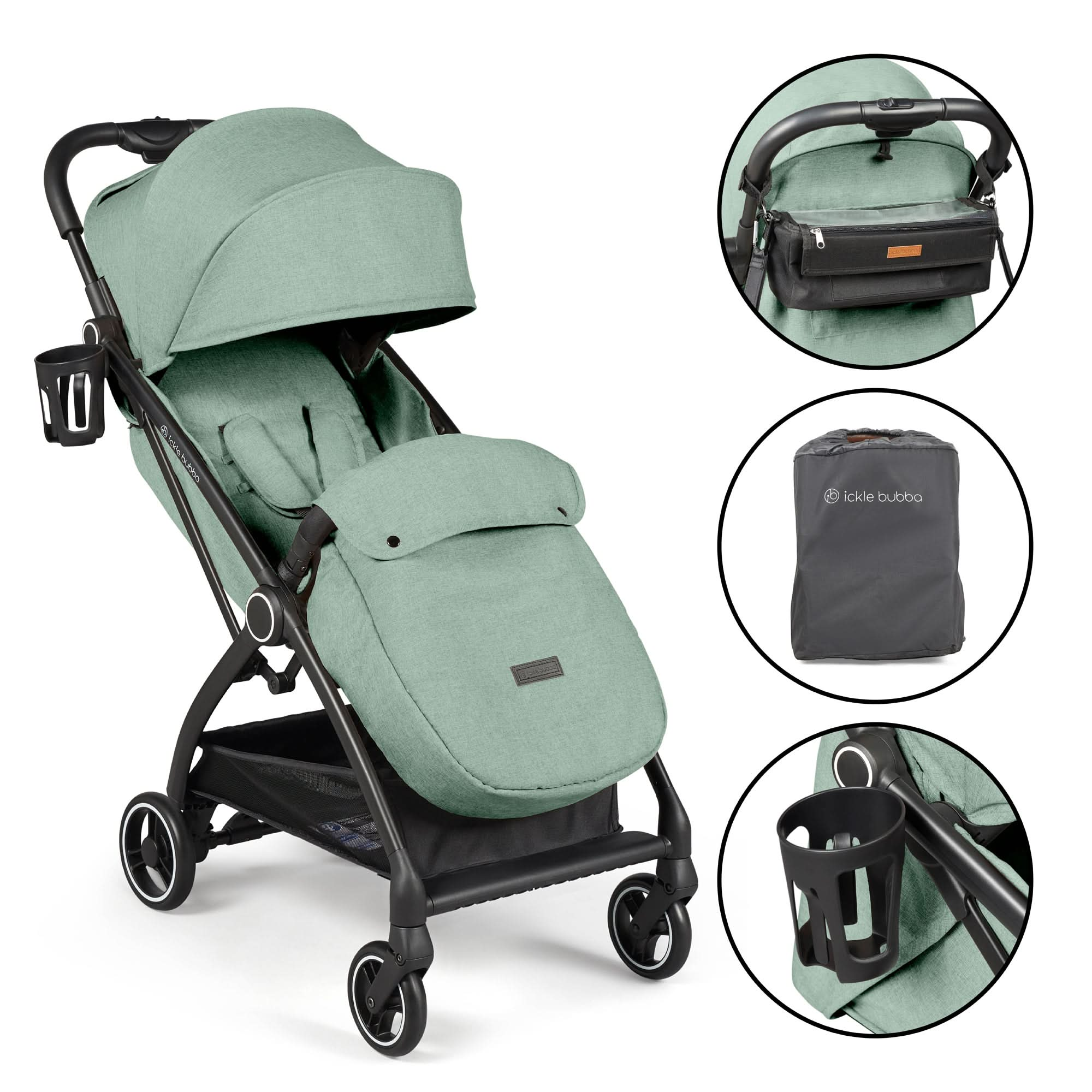 Ickle Bubba Aries Prime Autofold Stroller - Sage Green   