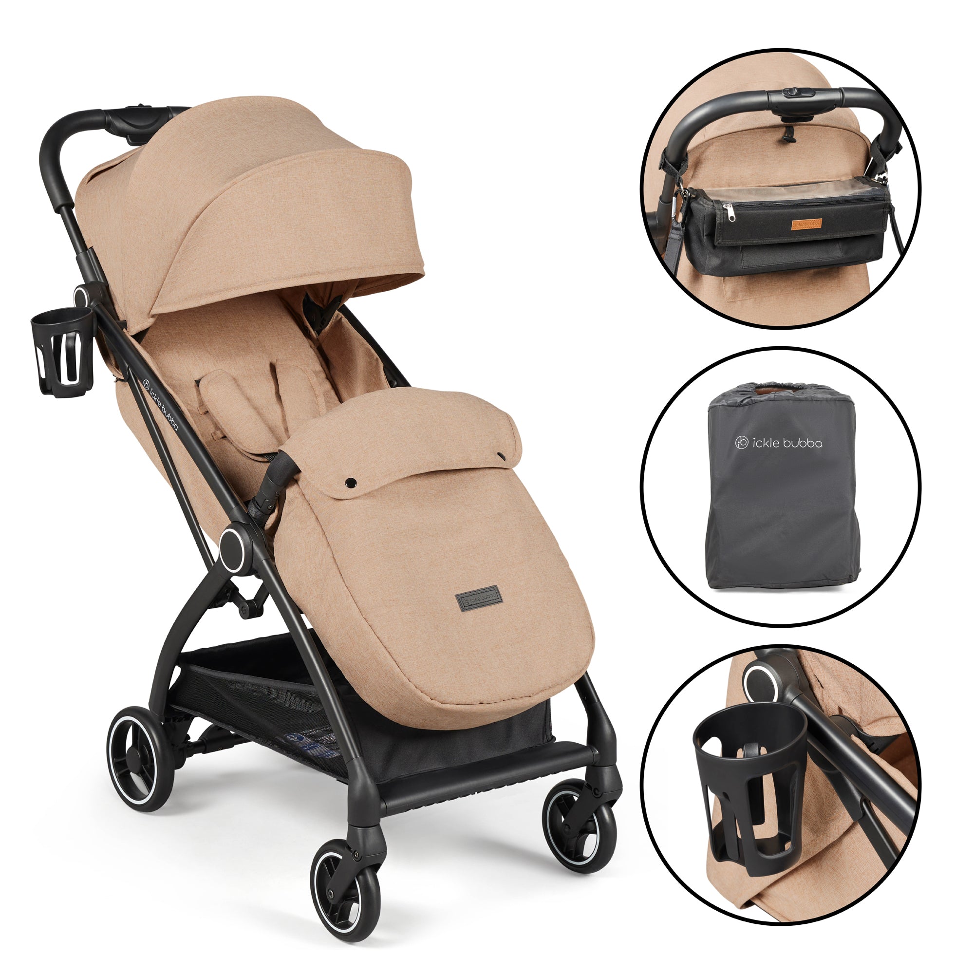 Ickle Bubba Aries Prime Autofold Stroller - Biscuit   