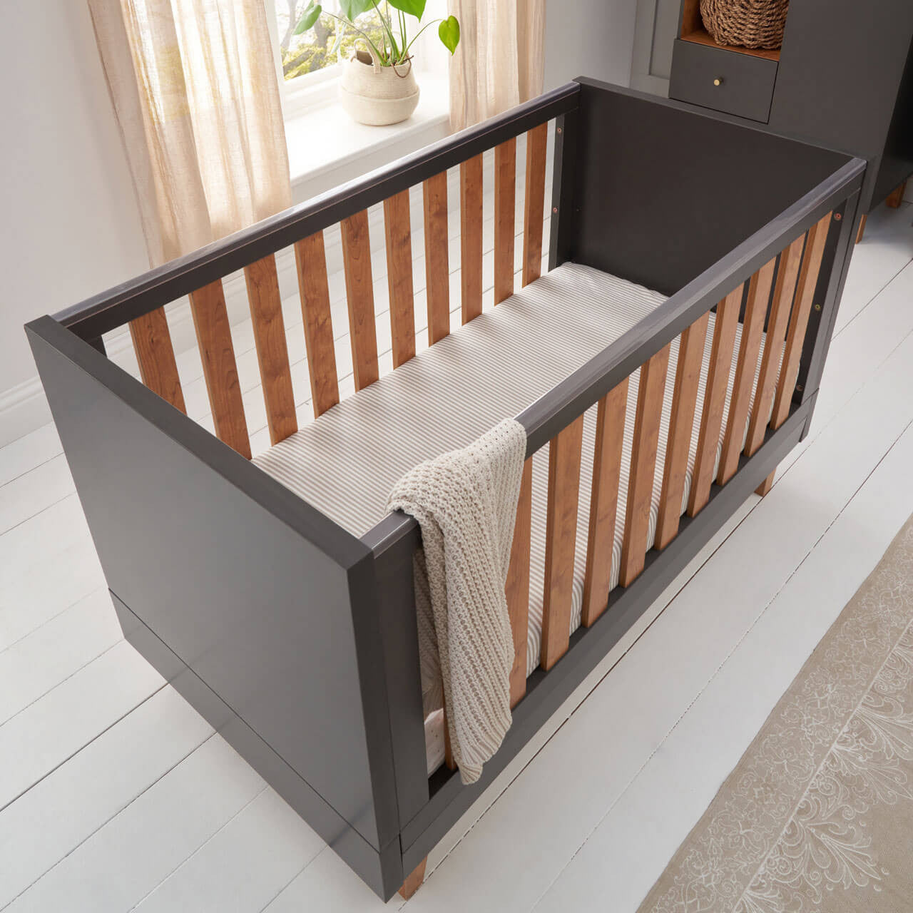 Tutti Bambini Como Cot Bed - Slate Grey / Rosewood -  | For Your Little One