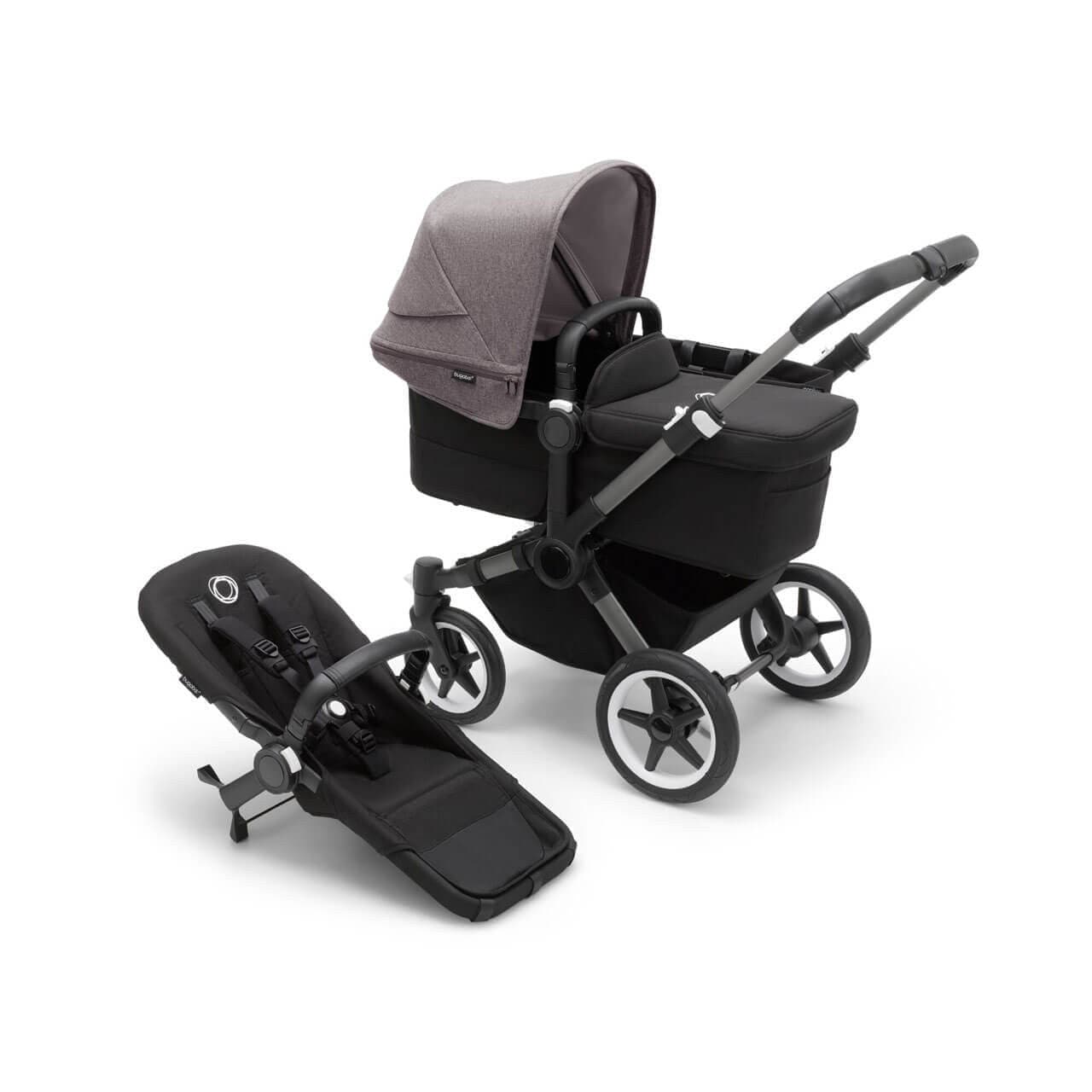 Bugaboo Donkey 5 Mono Pushchair on Graphite/Black Chassis - Choose Your Colour Grey Melange  