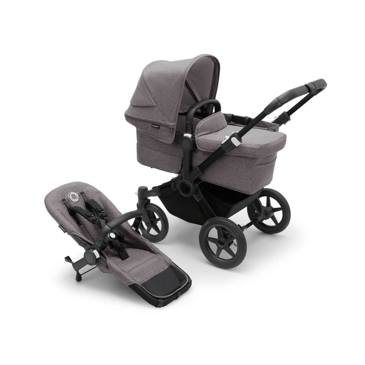 Bugaboo Donkey 5 Mono Pushchair on Black/Grey Chassis - Choose Your Colour Grey Melange  