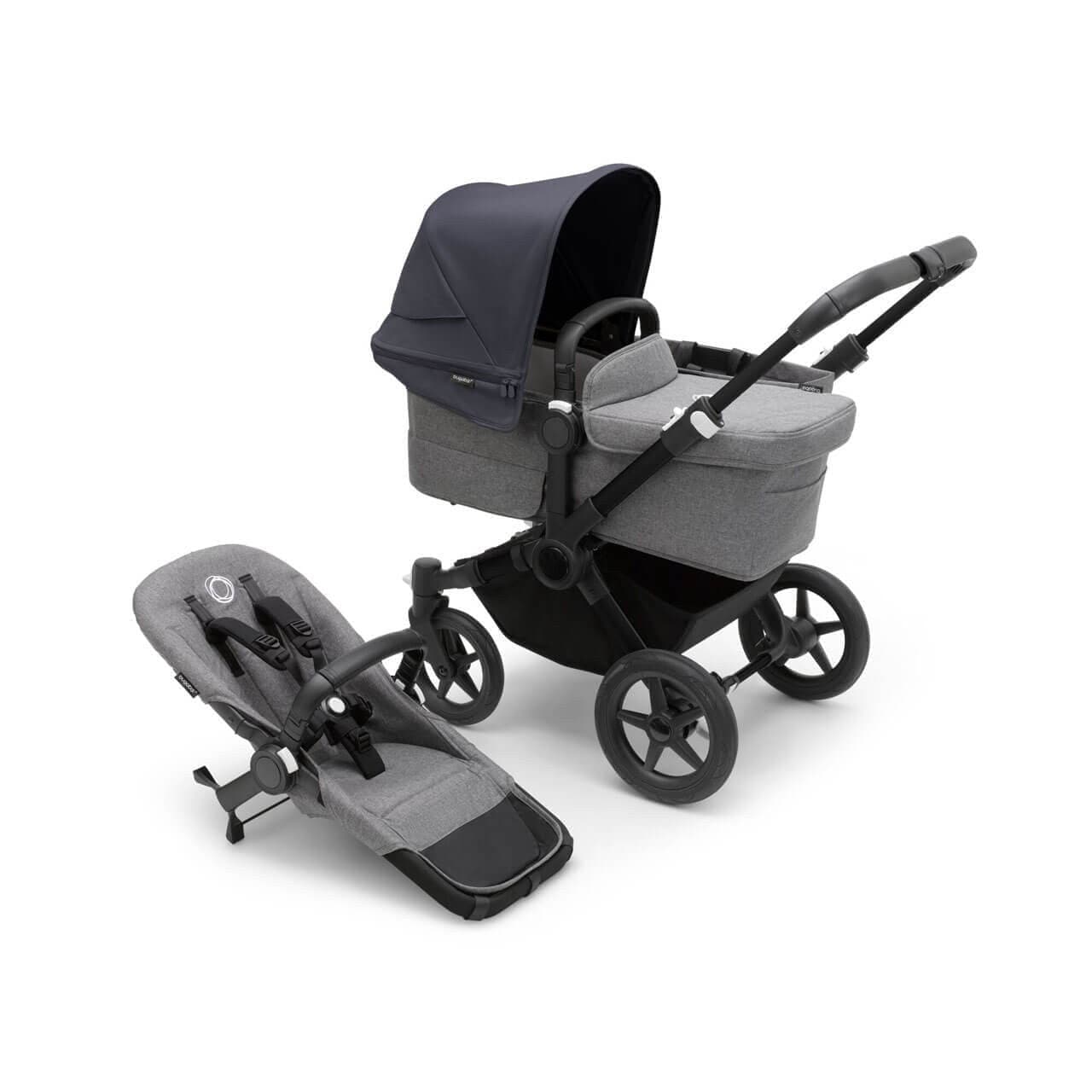 Bugaboo Donkey 5 Mono Pushchair on Black/Grey Chassis - Choose Your Colour Stormy Blue  