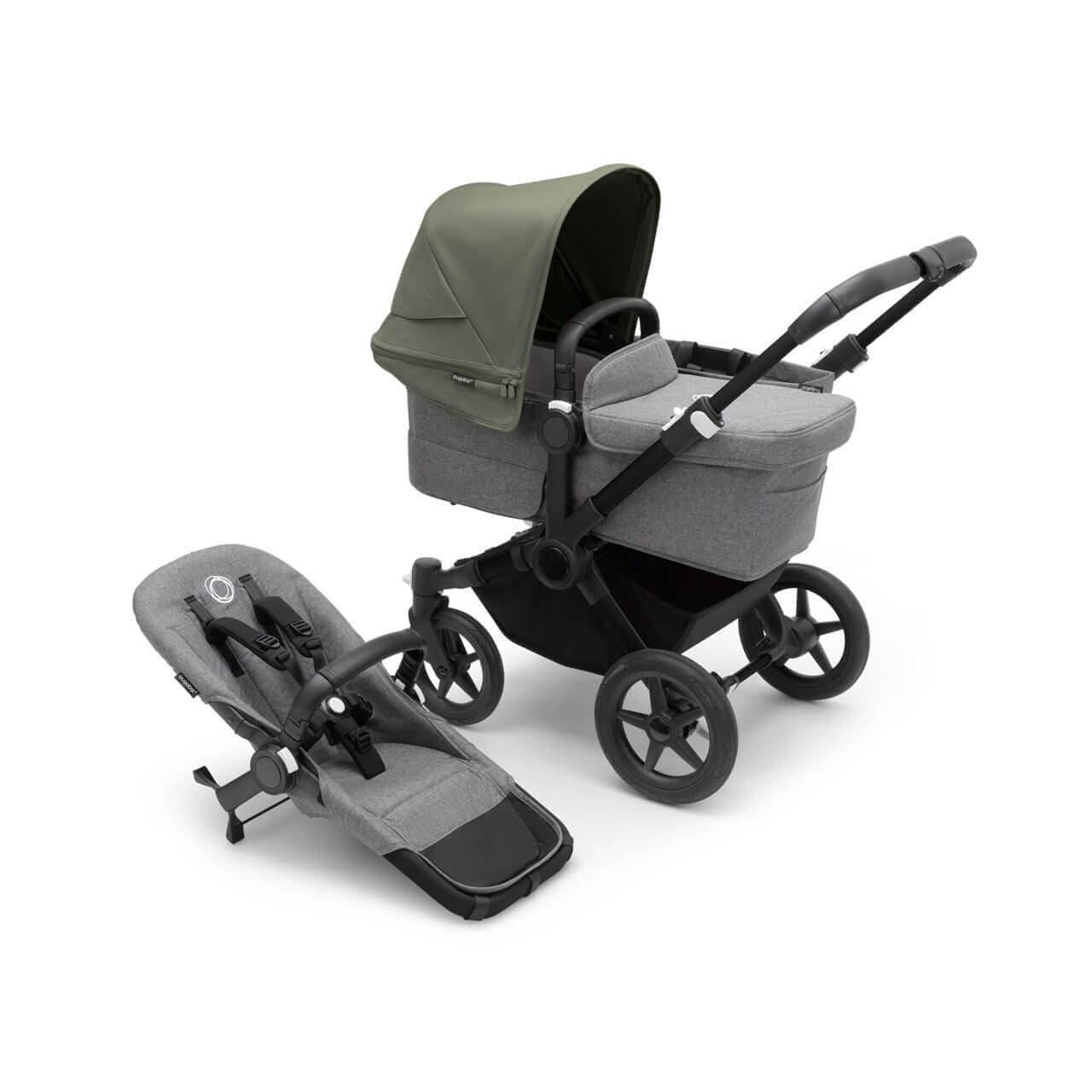 Bugaboo Donkey 5 Mono Pushchair on Black/Grey Chassis - Choose Your Colour Forest Green  