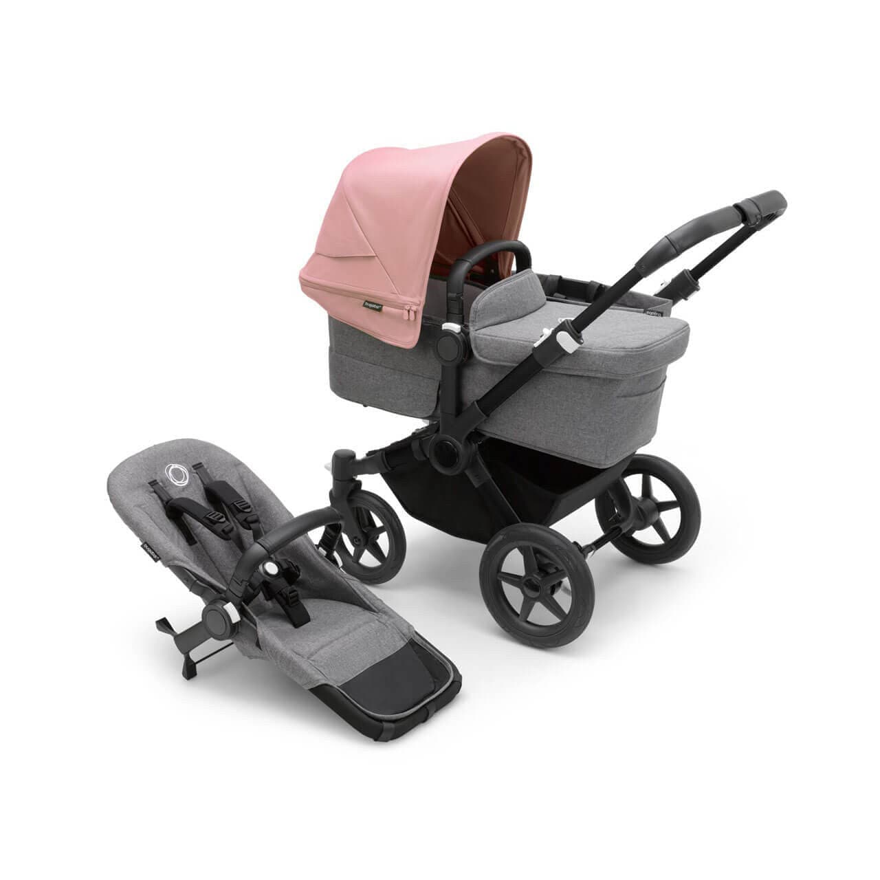 Bugaboo Donkey 5 Mono Pushchair on Black/Grey Chassis - Choose Your Colour Morning Pink  