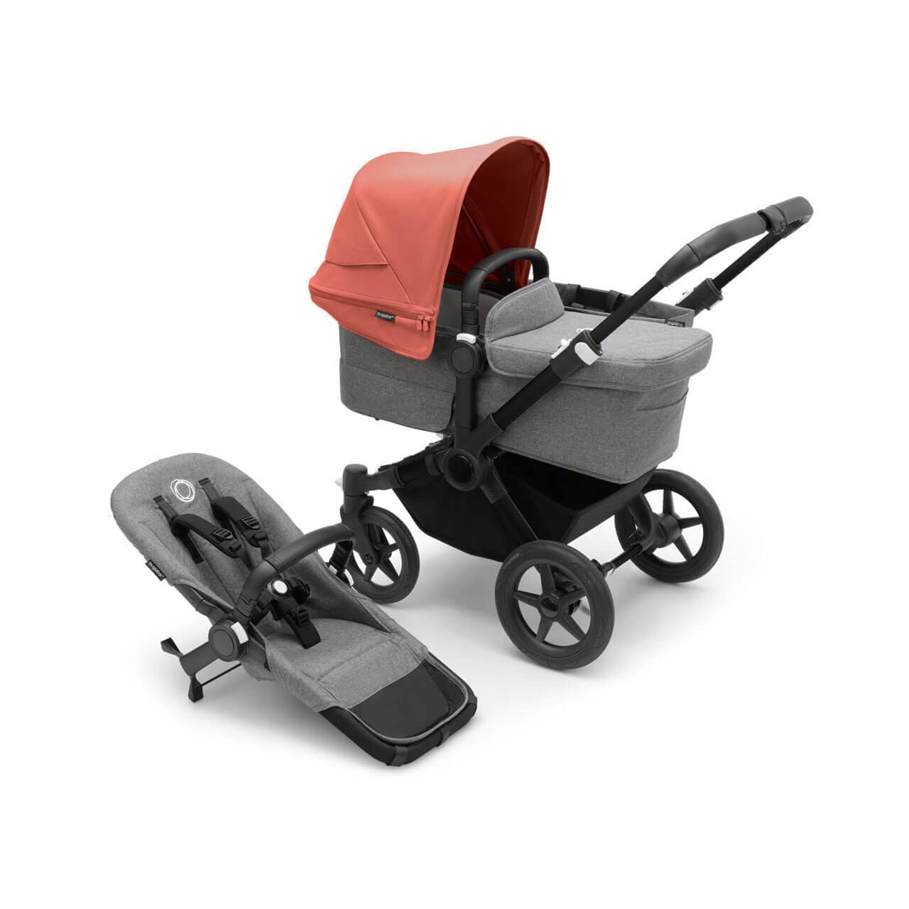 Bugaboo Donkey 5 Mono Pushchair on Black/Grey Chassis - Choose Your Colour Sunrise Red  