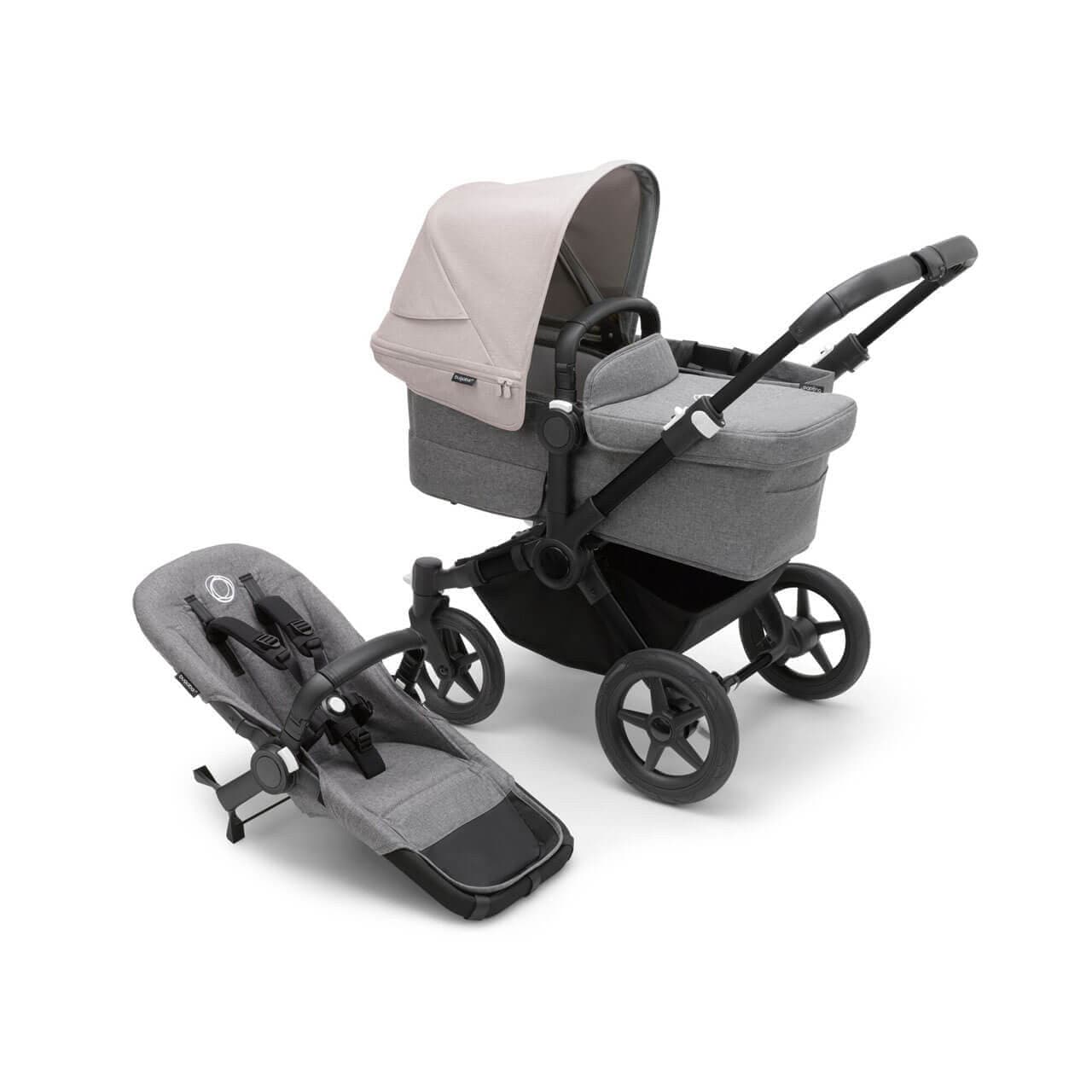 Bugaboo Donkey 5 Mono Pushchair on Black/Grey Chassis - Choose Your Colour Misty White  