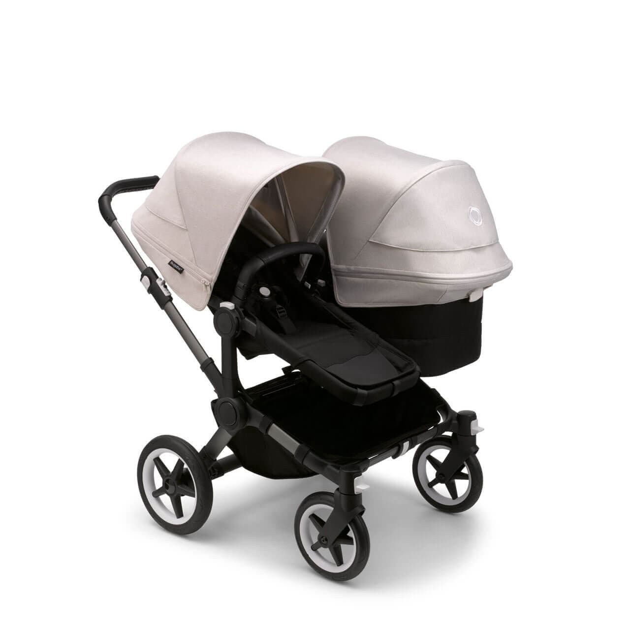 Bugaboo Donkey 5 Duo Pushchair on Graphite/Black Chassis - Choose Your Colour - Misty White | For Your Little One