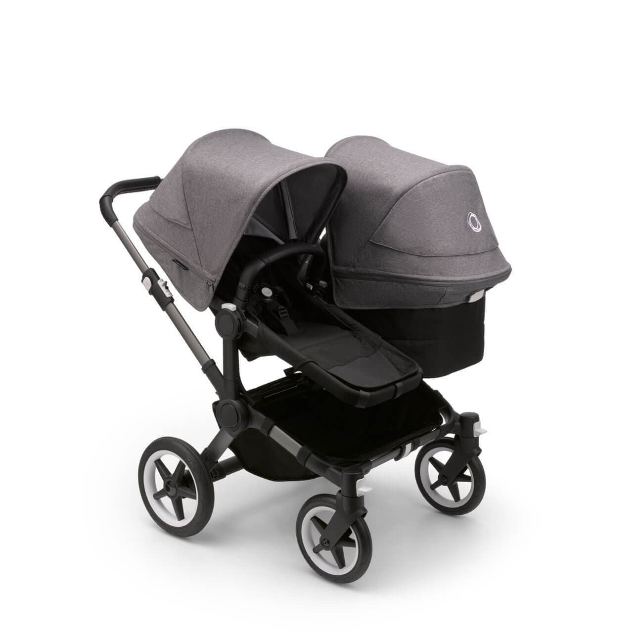 Bugaboo Donkey 5 Duo Pushchair on Graphite/Black Chassis - Choose Your Colour - Grey Melange | For Your Little One