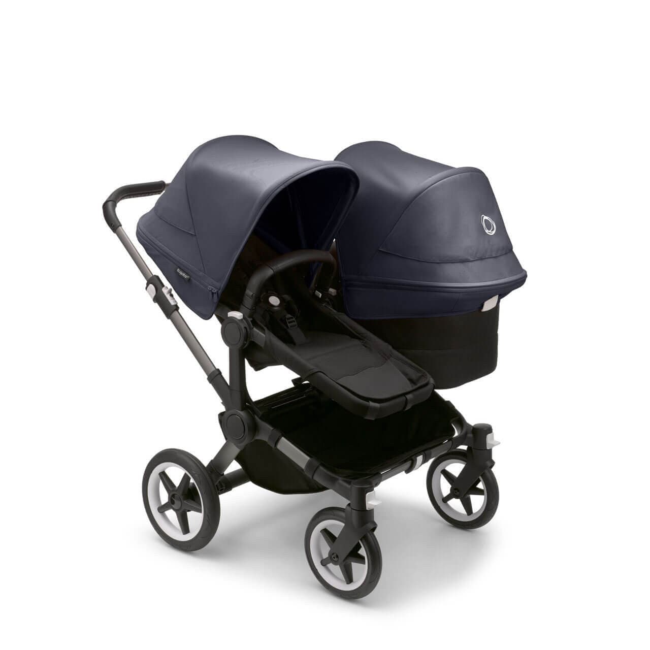 Bugaboo Donkey 5 Duo Pushchair on Graphite/Black Chassis - Choose Your Colour - Stormy Blue | For Your Little One