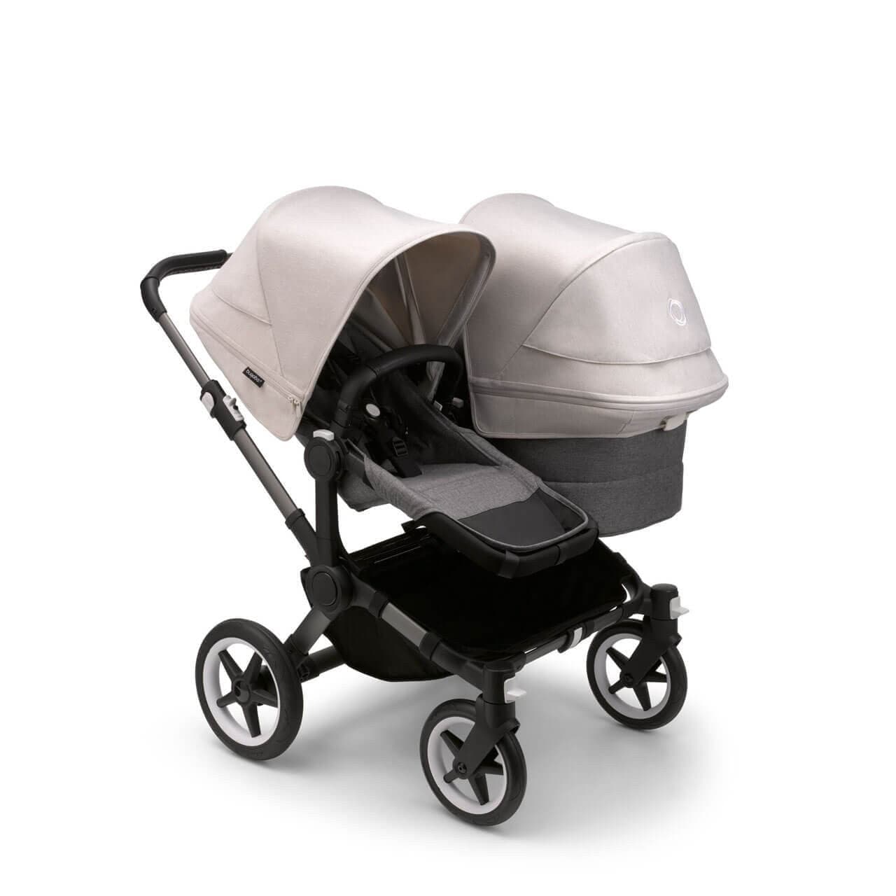Bugaboo Donkey 5 Duo Pushchair on Graphite/Grey Chassis - Choose Your Colour - Misty White | For Your Little One