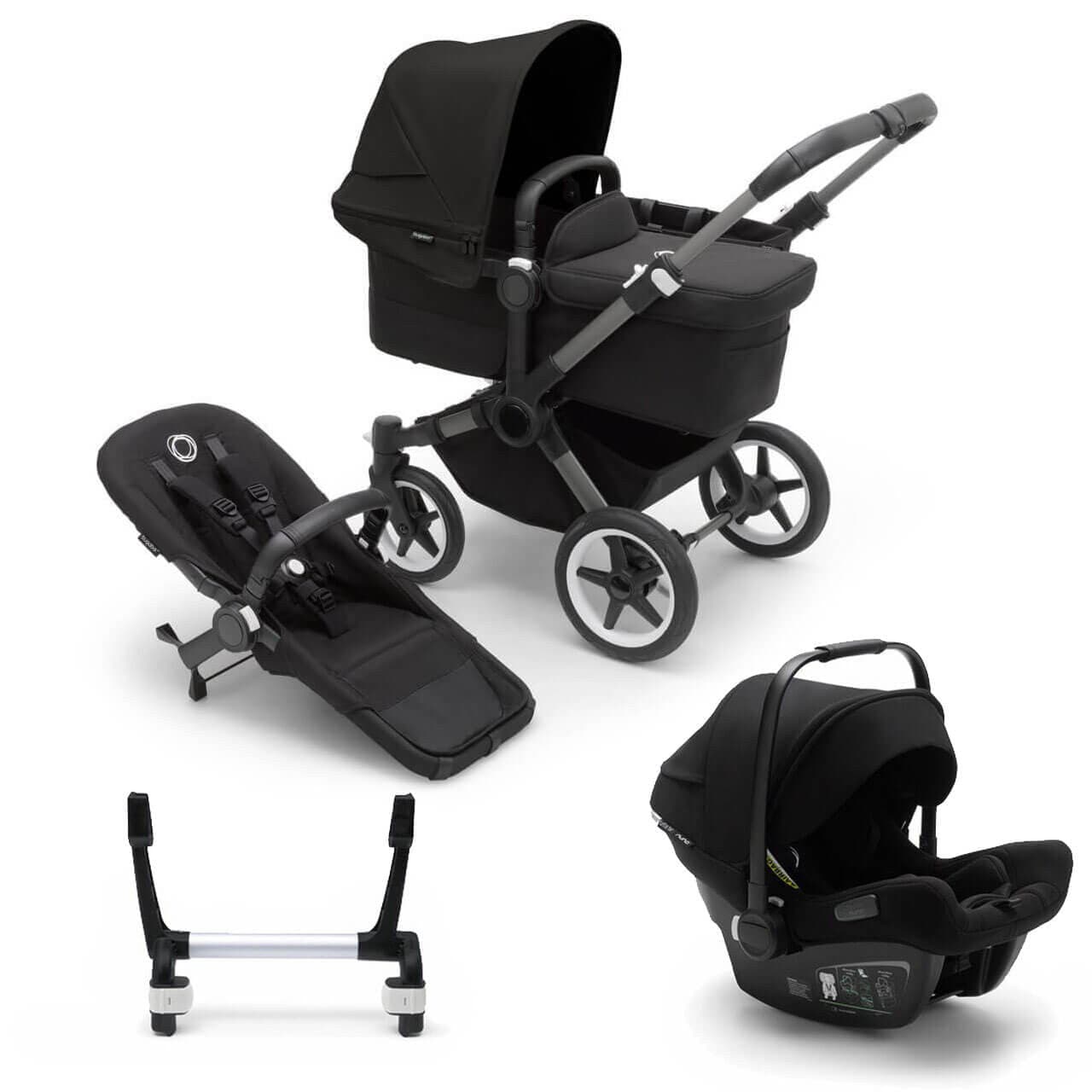 Bugaboo Donkey 5 Mono Travel System on Graphite/Black Chassis + Turtle Air - Choose Your Colour - Black / Midnight Black | For Your Little One