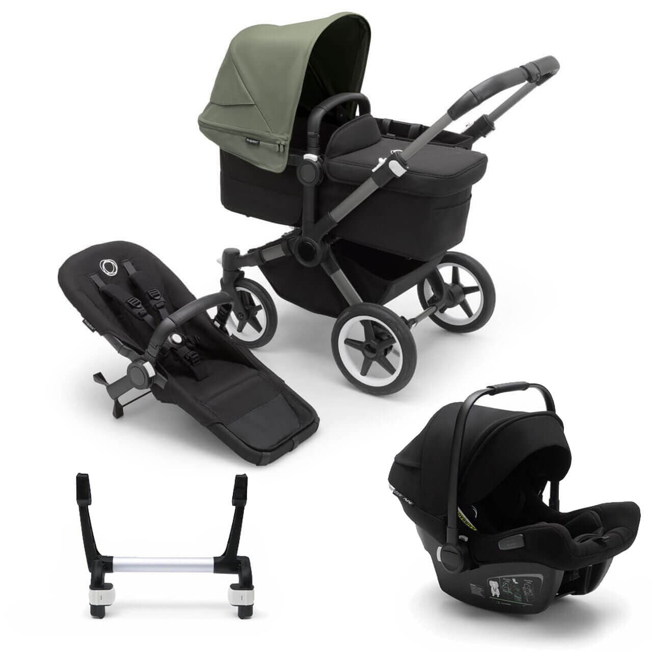 Bugaboo Donkey 5 Mono Travel System on Graphite/Black Chassis + Turtle Air - Choose Your Colour - Black / Forest Green | For Your Little One