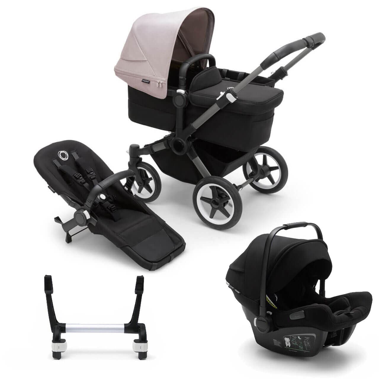 Bugaboo Donkey 5 Mono Travel System on Graphite/Black Chassis + Turtle Air - Choose Your Colour - Black / Misty White | For Your Little One