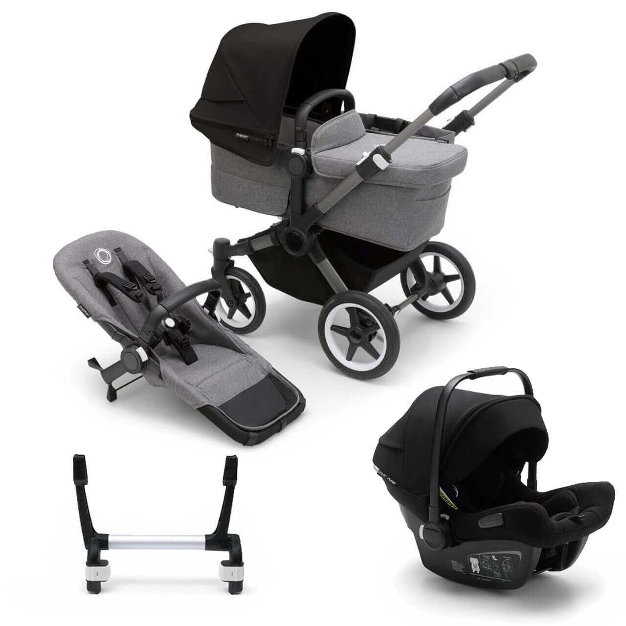 Bugaboo Donkey 5 Mono Travel System on Graphite/Grey Chassis + Turtle Air - Choose Your Colour - For Your Little One