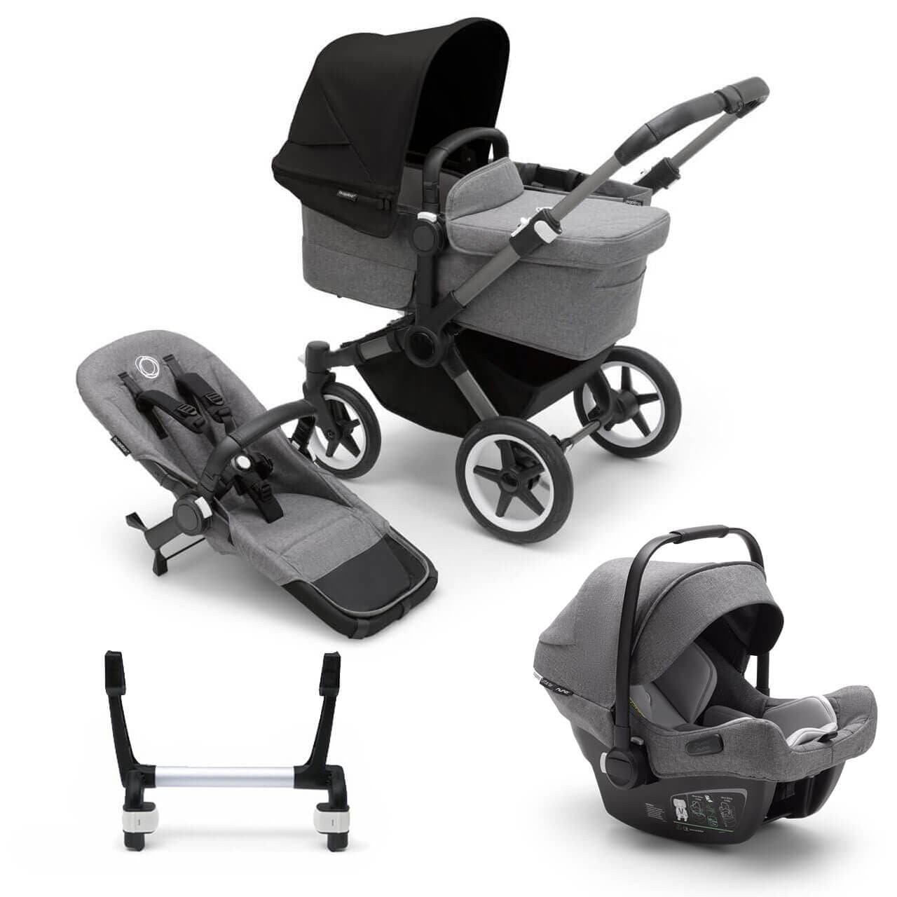 Bugaboo Donkey 5 Mono Travel System on Graphite/Grey Chassis + Turtle Air - Choose Your Colour - Grey / Midnight Black | For Your Little One