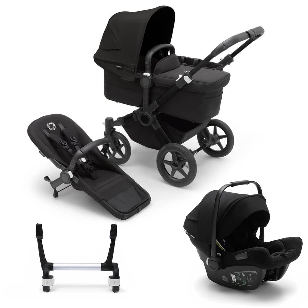 Bugaboo Donkey 5 Mono Travel System on Black/Black Chassis + Turtle Air - Choose Your Colour - Black / Midnight Black | For Your Little One