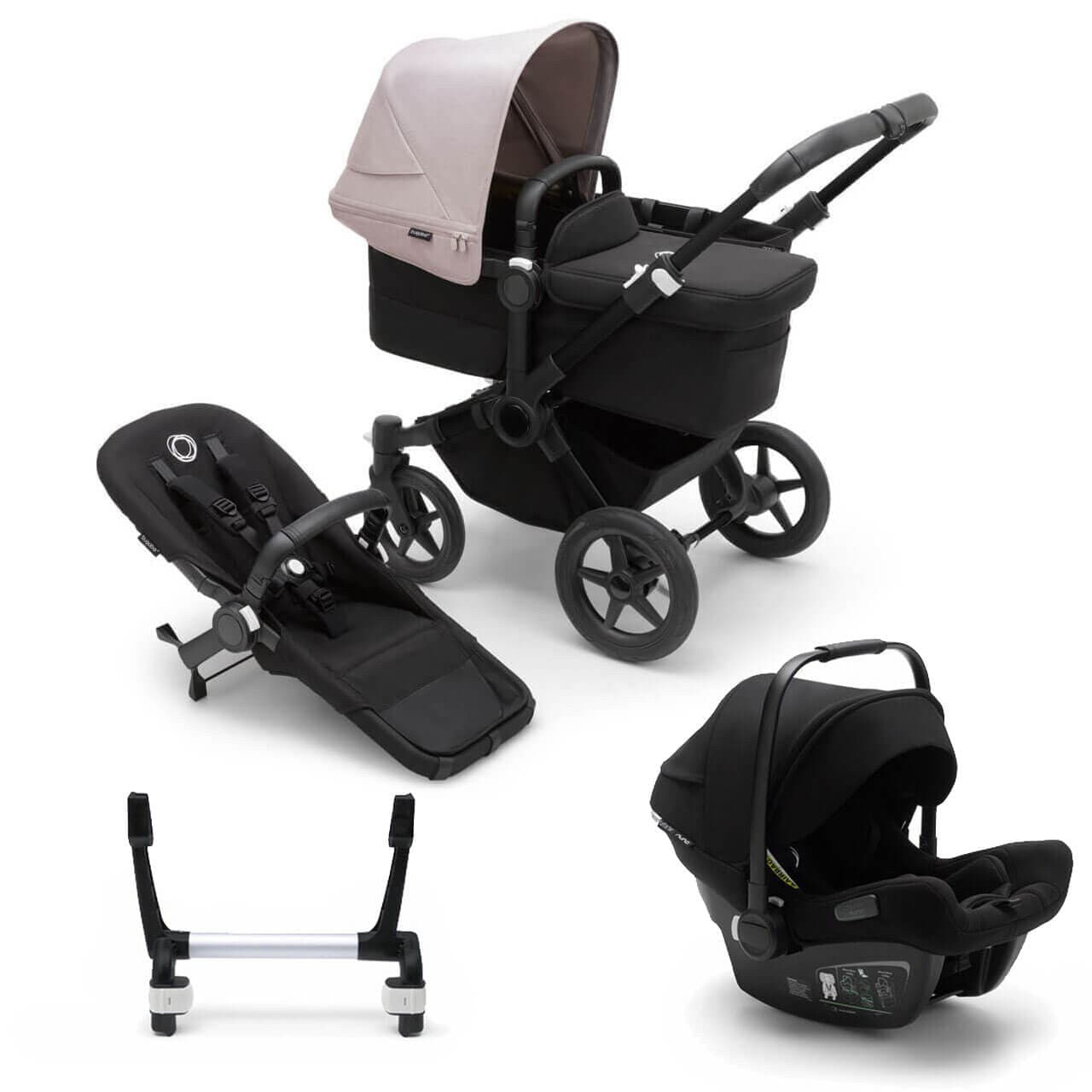 Bugaboo Donkey 5 Mono Travel System on Black/Black Chassis + Turtle Air - Choose Your Colour - Black / Misty White | For Your Little One